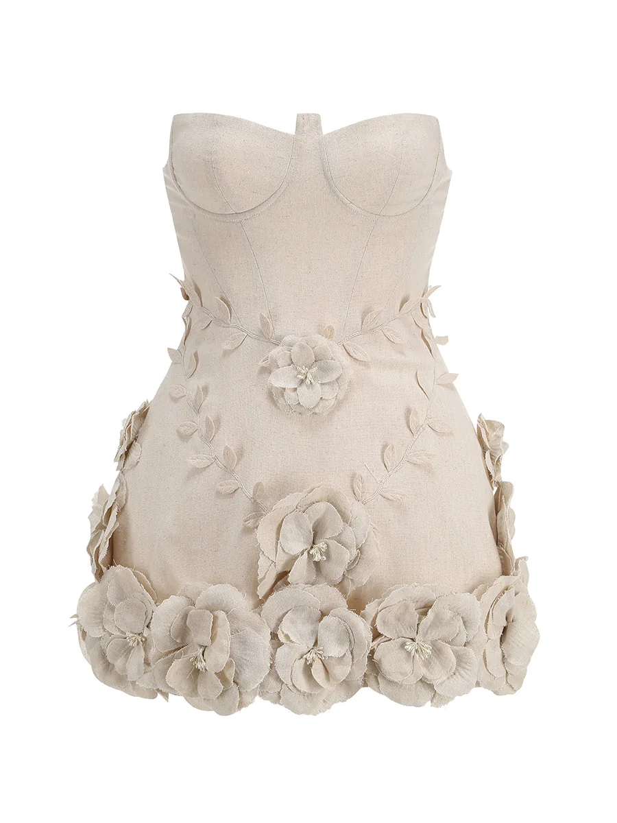 White Floral Corset Off Shoulder Mini Dress