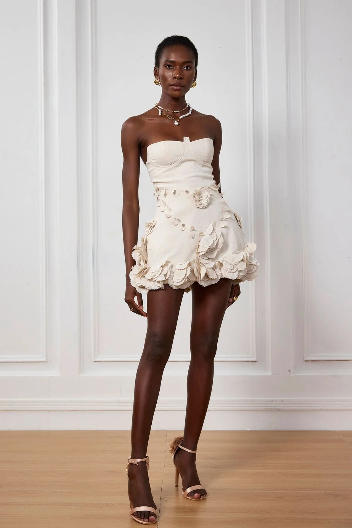 White Floral Corset Off Shoulder Mini Dress