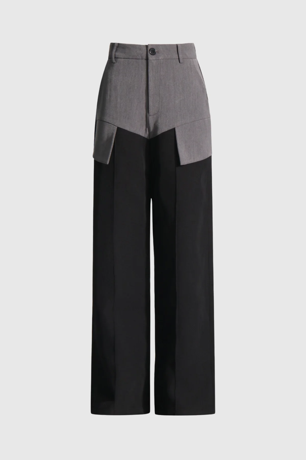Black Patchwork Asymmetric Pants
