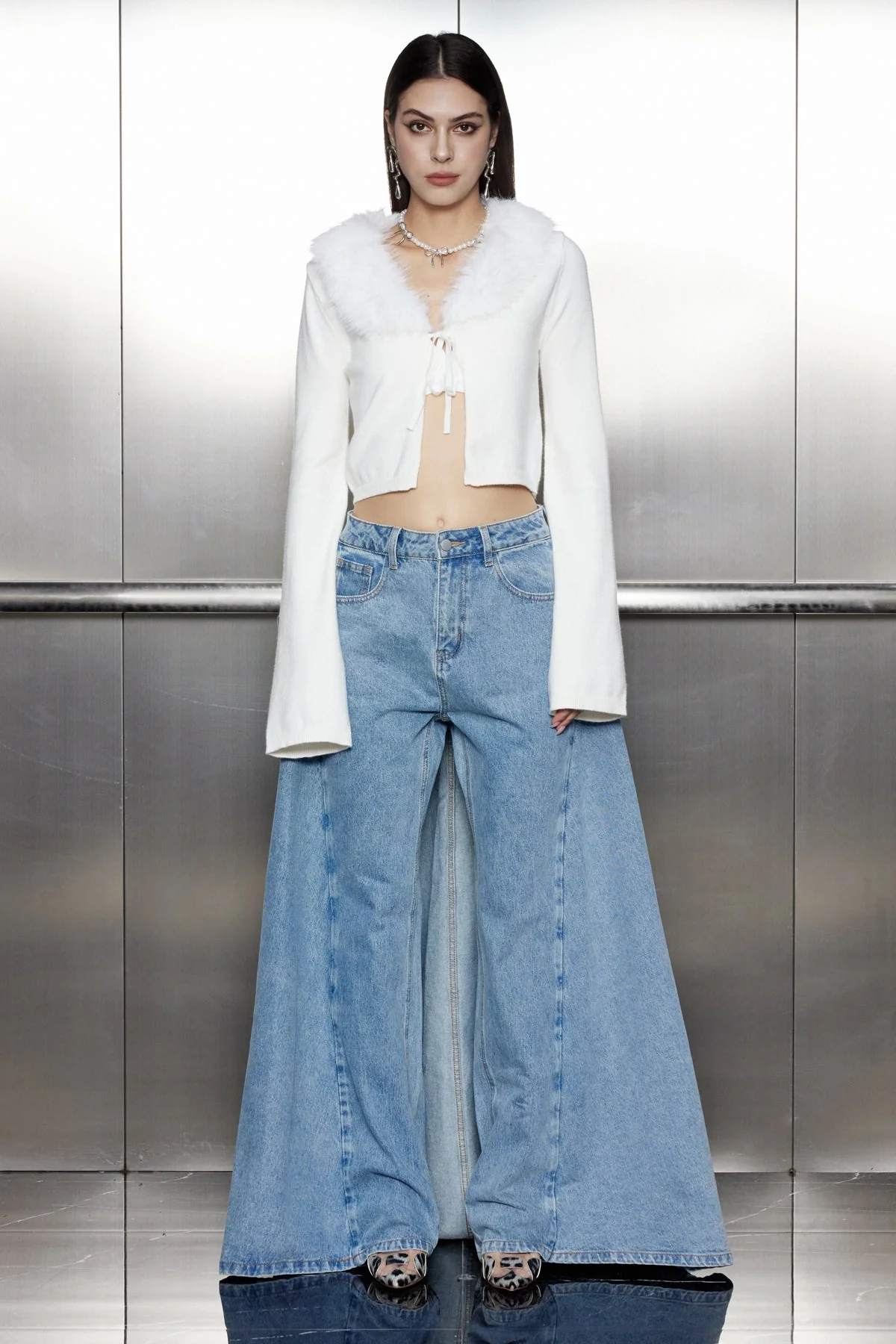 Patchwork Denim Skirt Jeans - Fashionable & Versatile Style