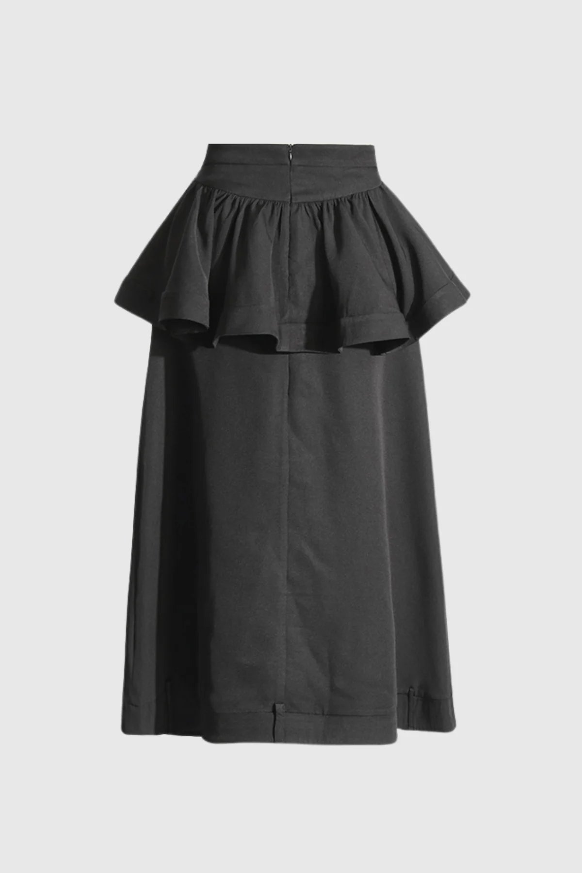Buttoned Patchwork Maxi Skirt - Elegant Black Ruffle Design