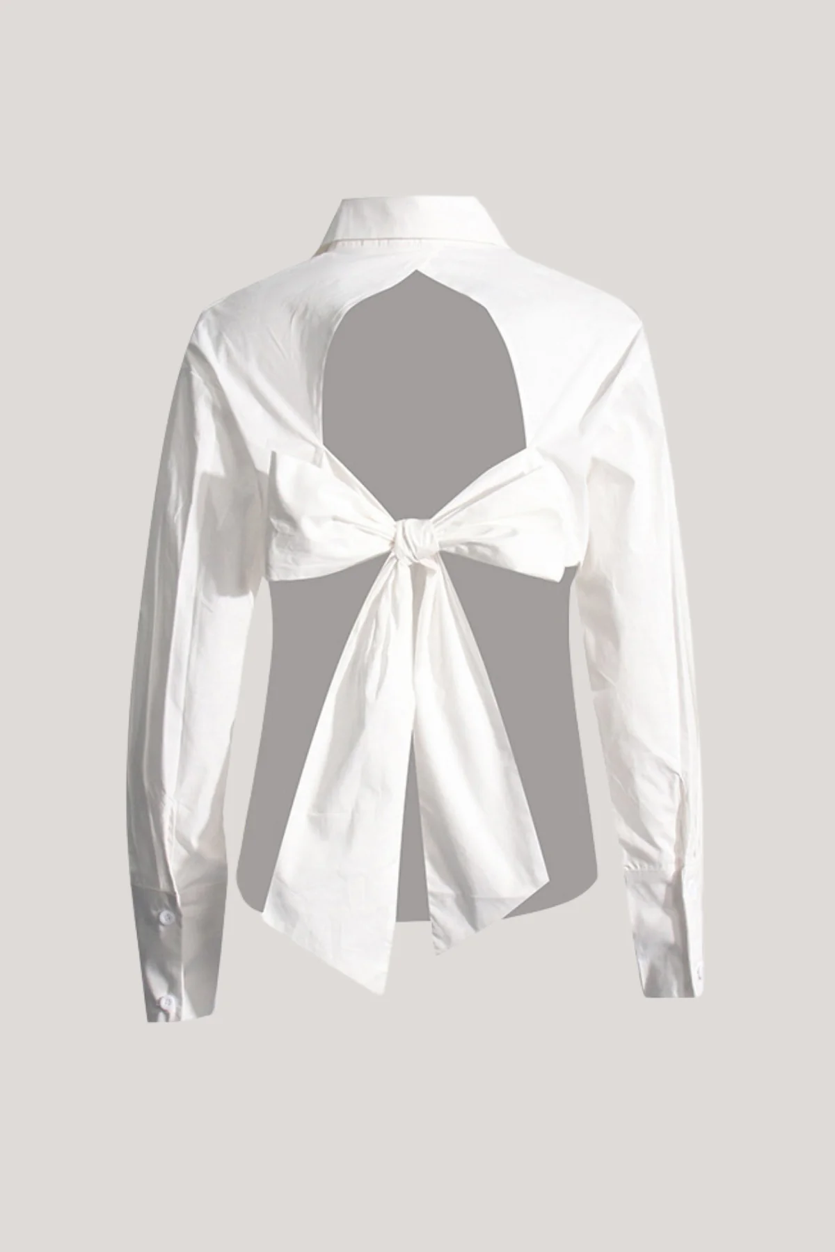 Elegant Lace Up Bow White Shirt