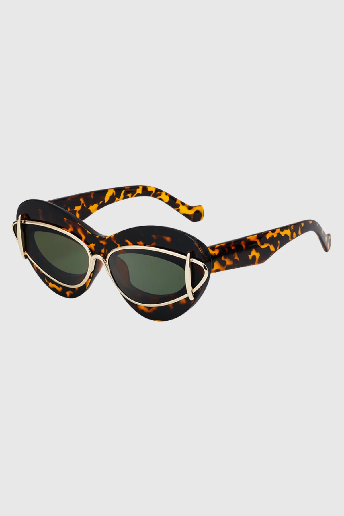 Leopard Print Metal Sunglasses UV Protection