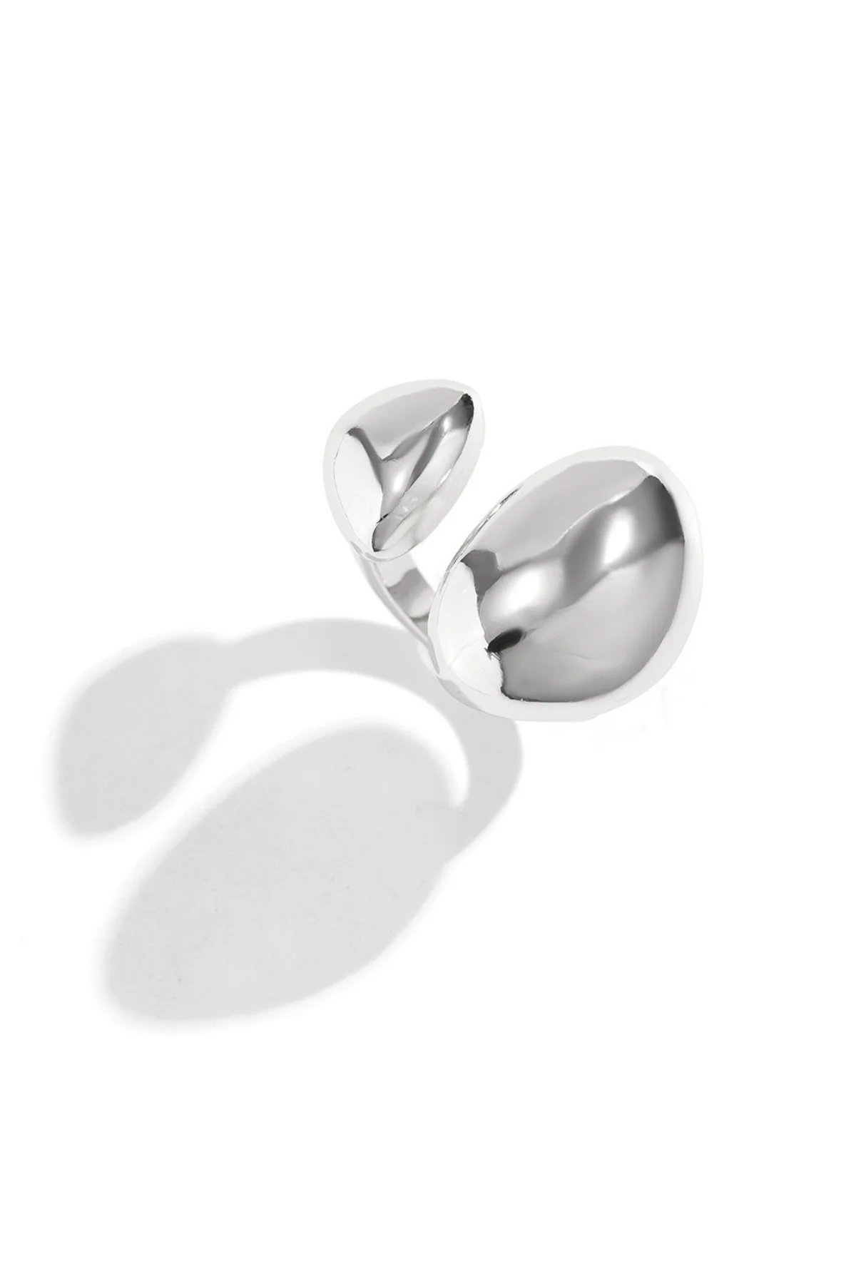 Silver Glossy Asymmetric Drop Rings - Stylish Everyday Jewelry