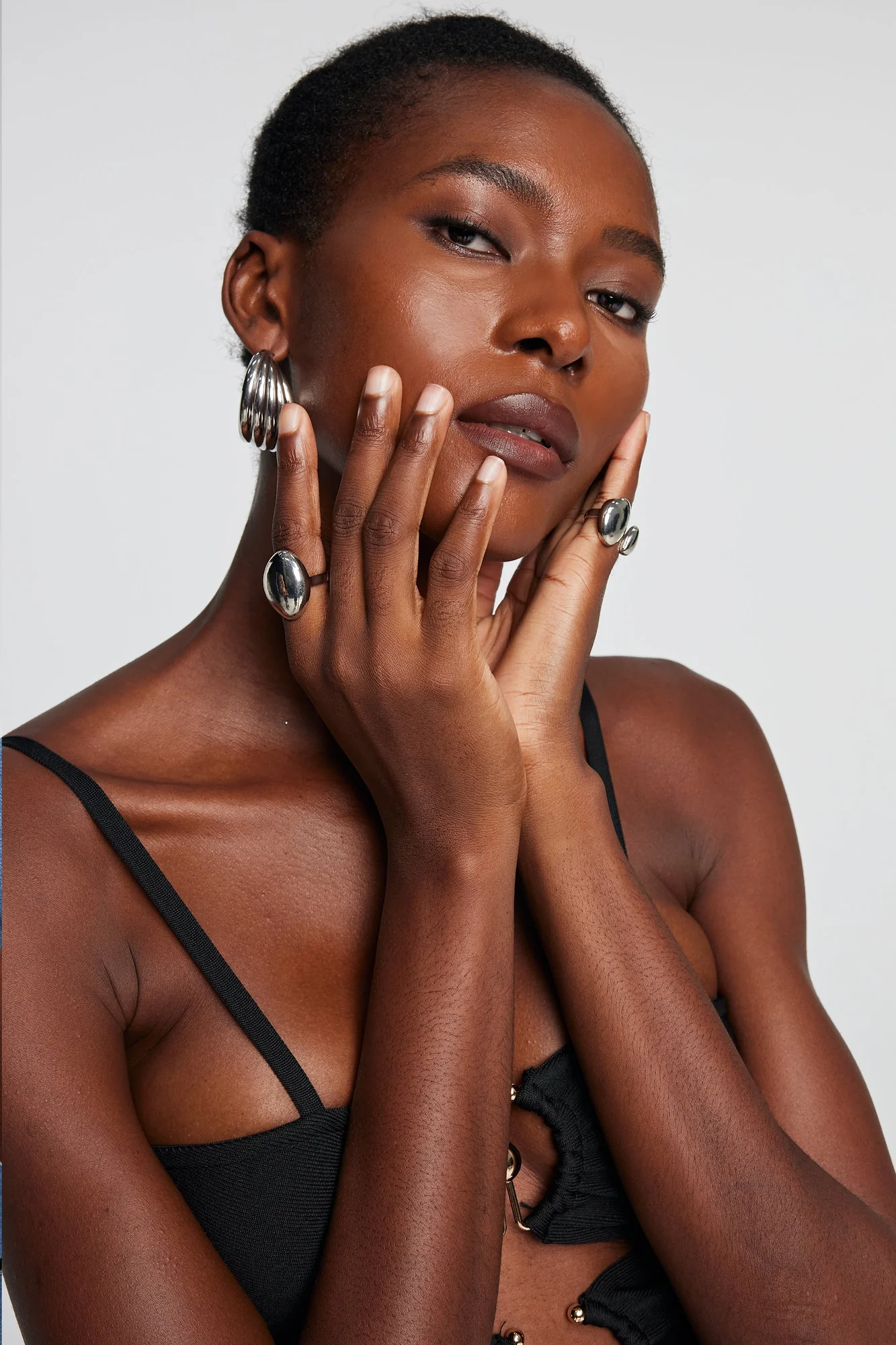 Silver Glossy Asymmetric Drop Rings - Stylish Everyday Jewelry