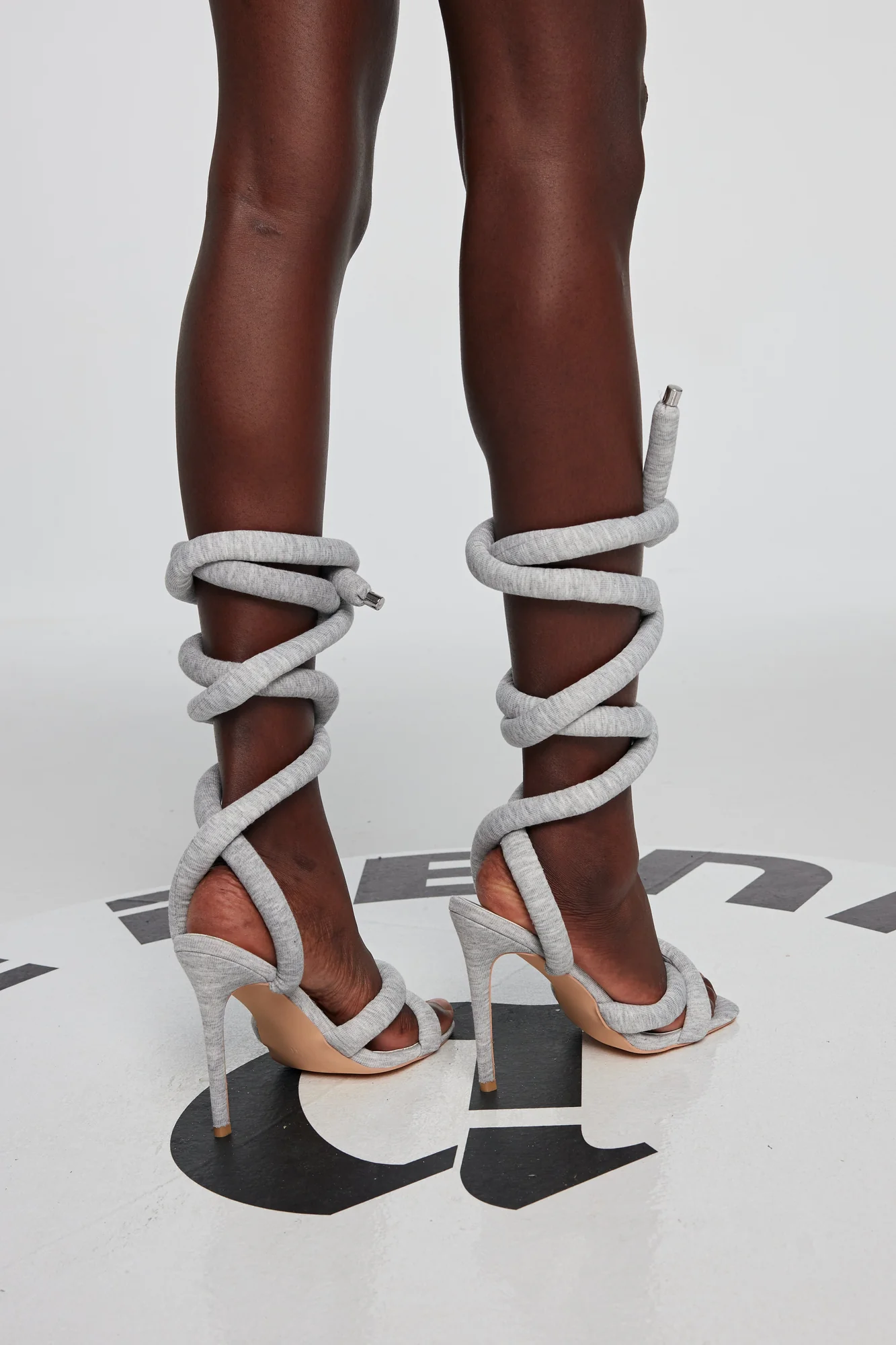 Elegant Grey Lace Up High Heels for Special Occasions - Innovare Denim