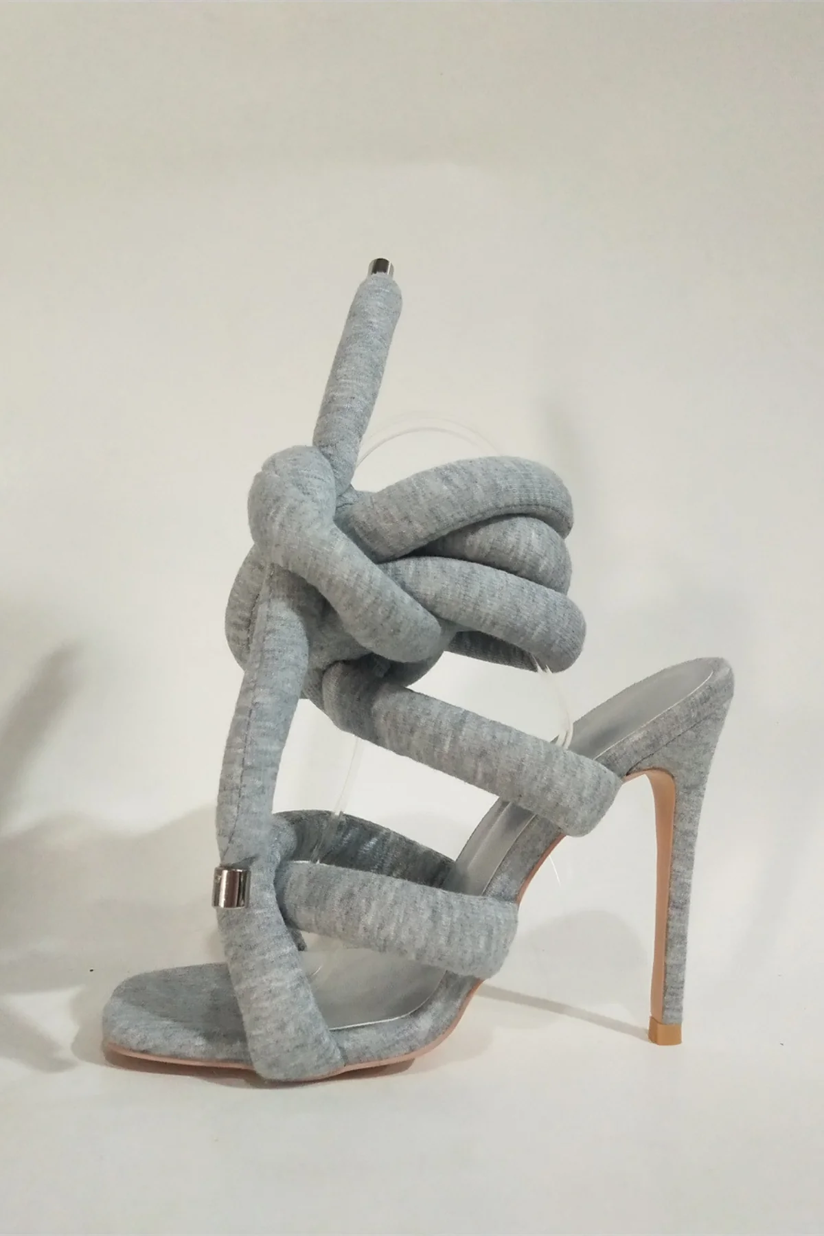 Elegant Grey Lace Up High Heels for Special Occasions - Innovare Denim