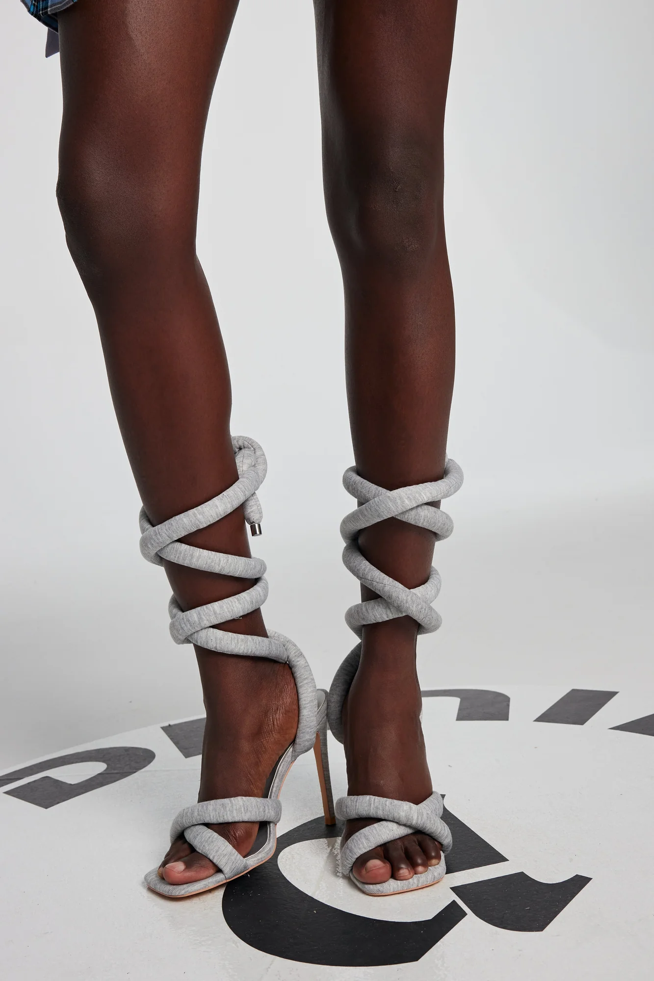 Elegant Grey Lace Up High Heels for Special Occasions - Innovare Denim