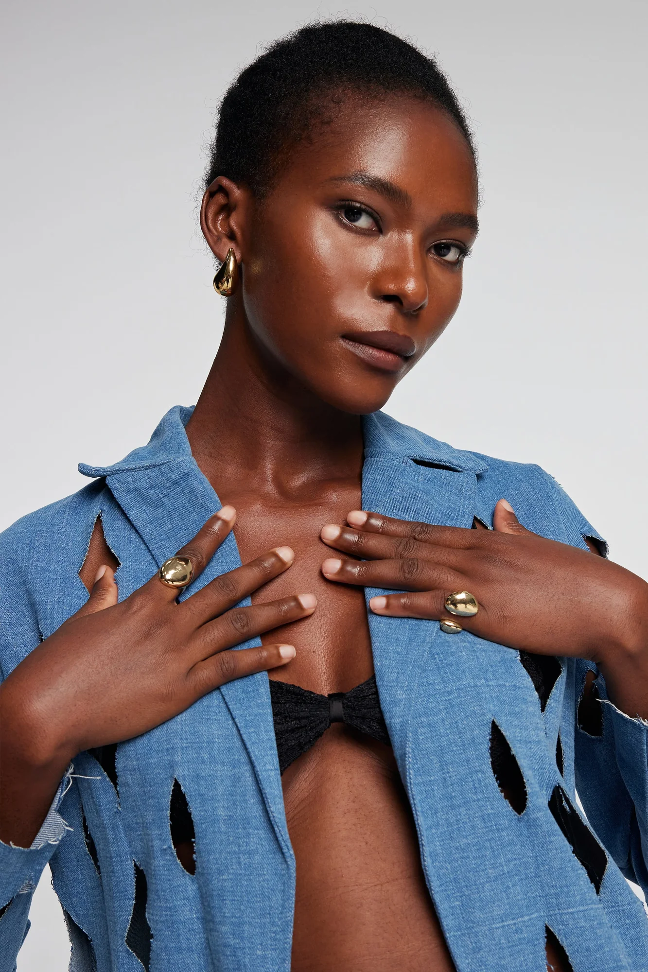 Elegant Gold Drop Rings - Glossy Finish