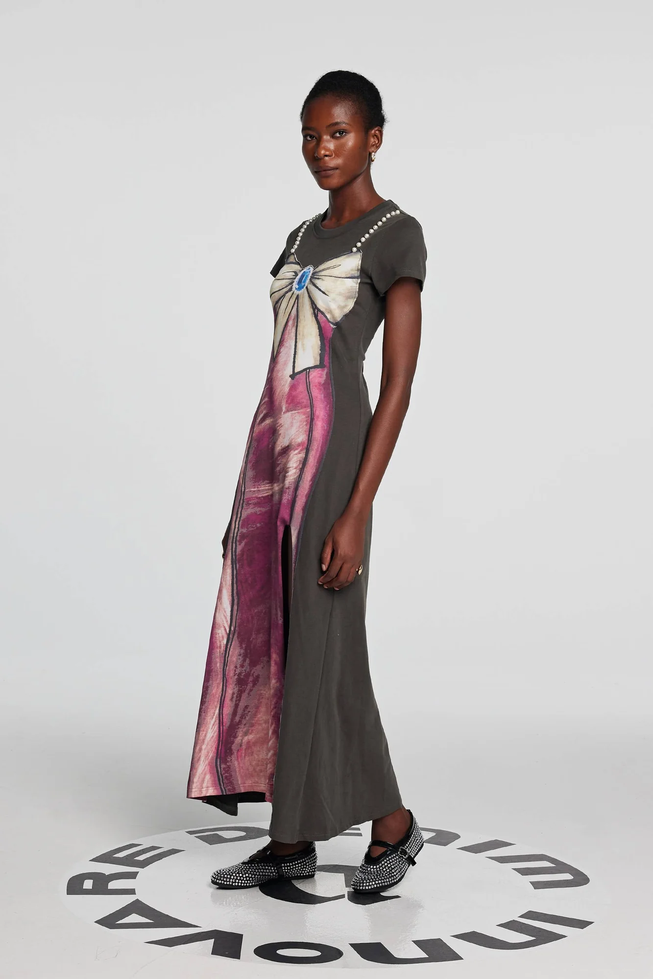 Pearl Bow Detail Maxi Dress for Effortless Elegance