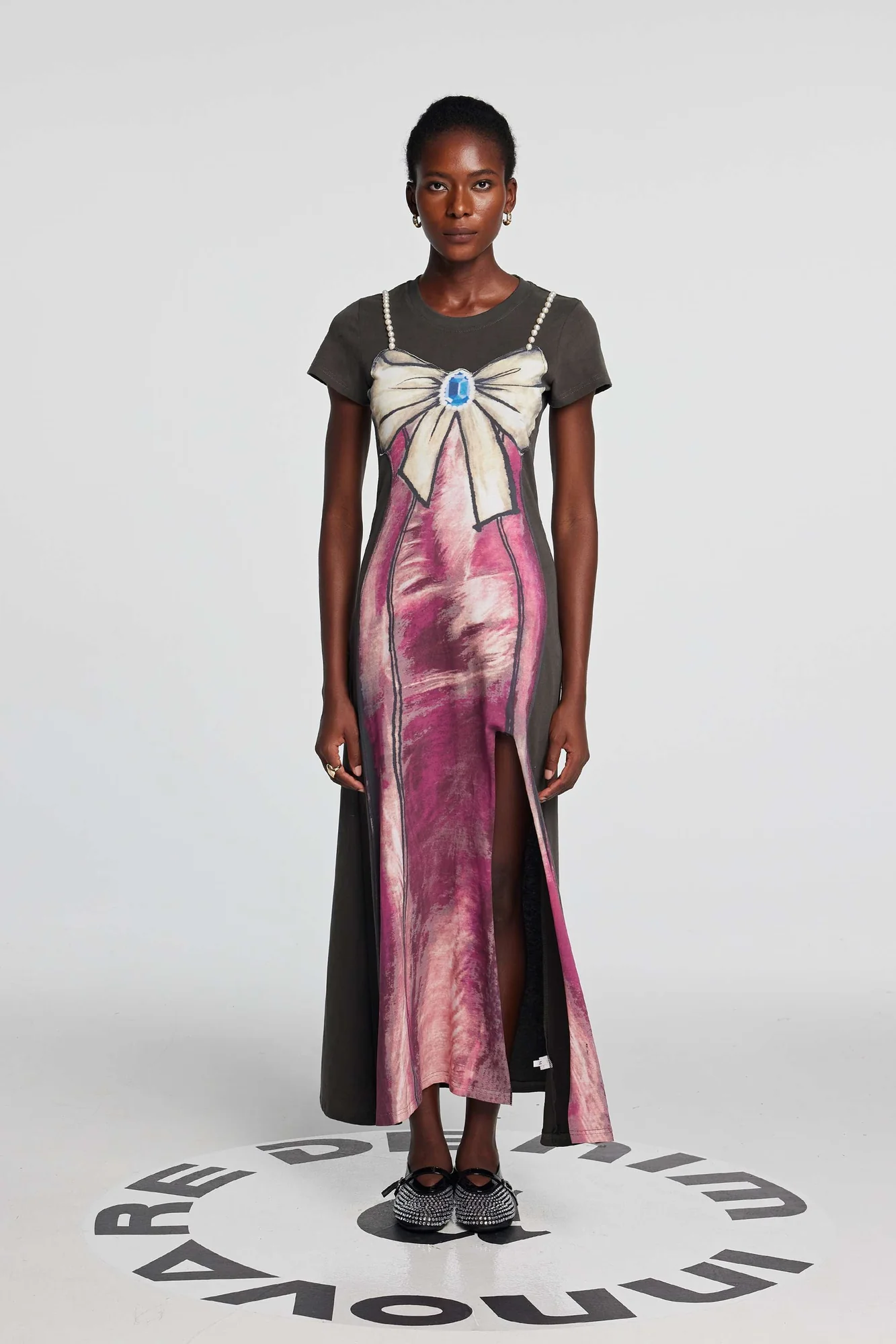 Pearl Bow Detail Maxi Dress for Effortless Elegance