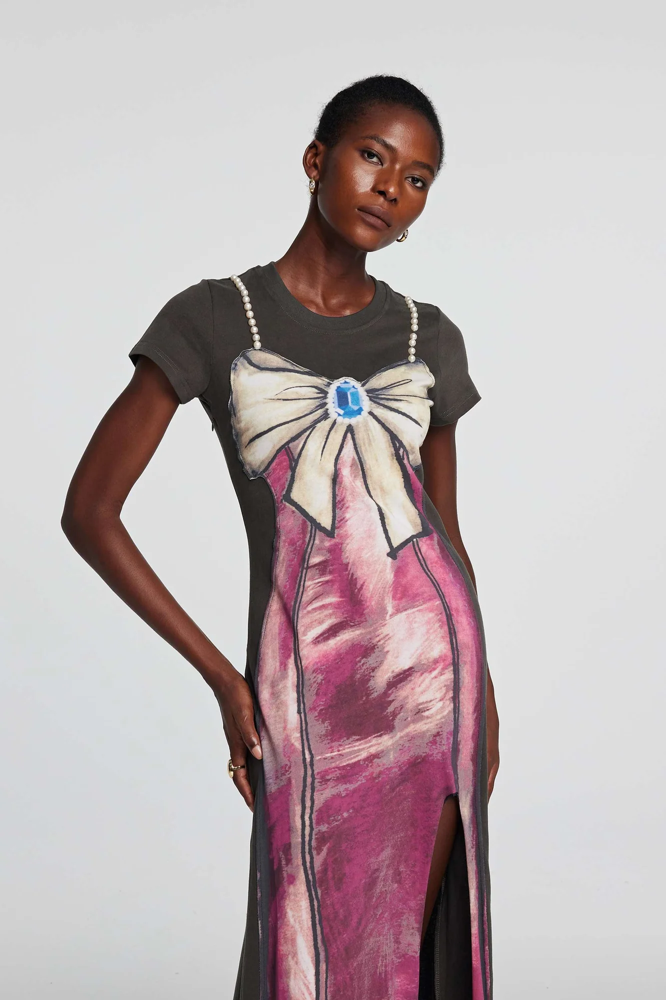 Pearl Bow Detail Maxi Dress for Effortless Elegance