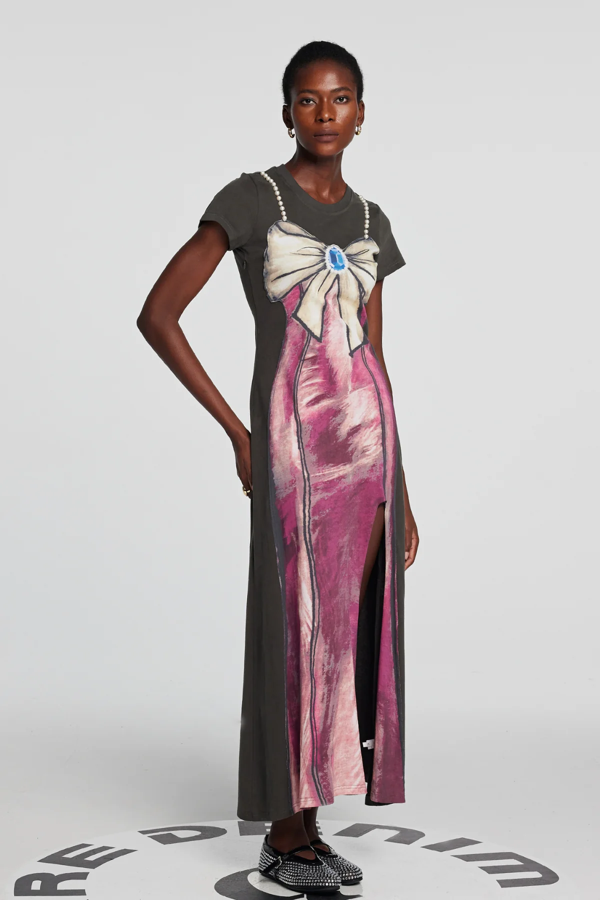 Pearl Bow Detail Maxi Dress for Effortless Elegance