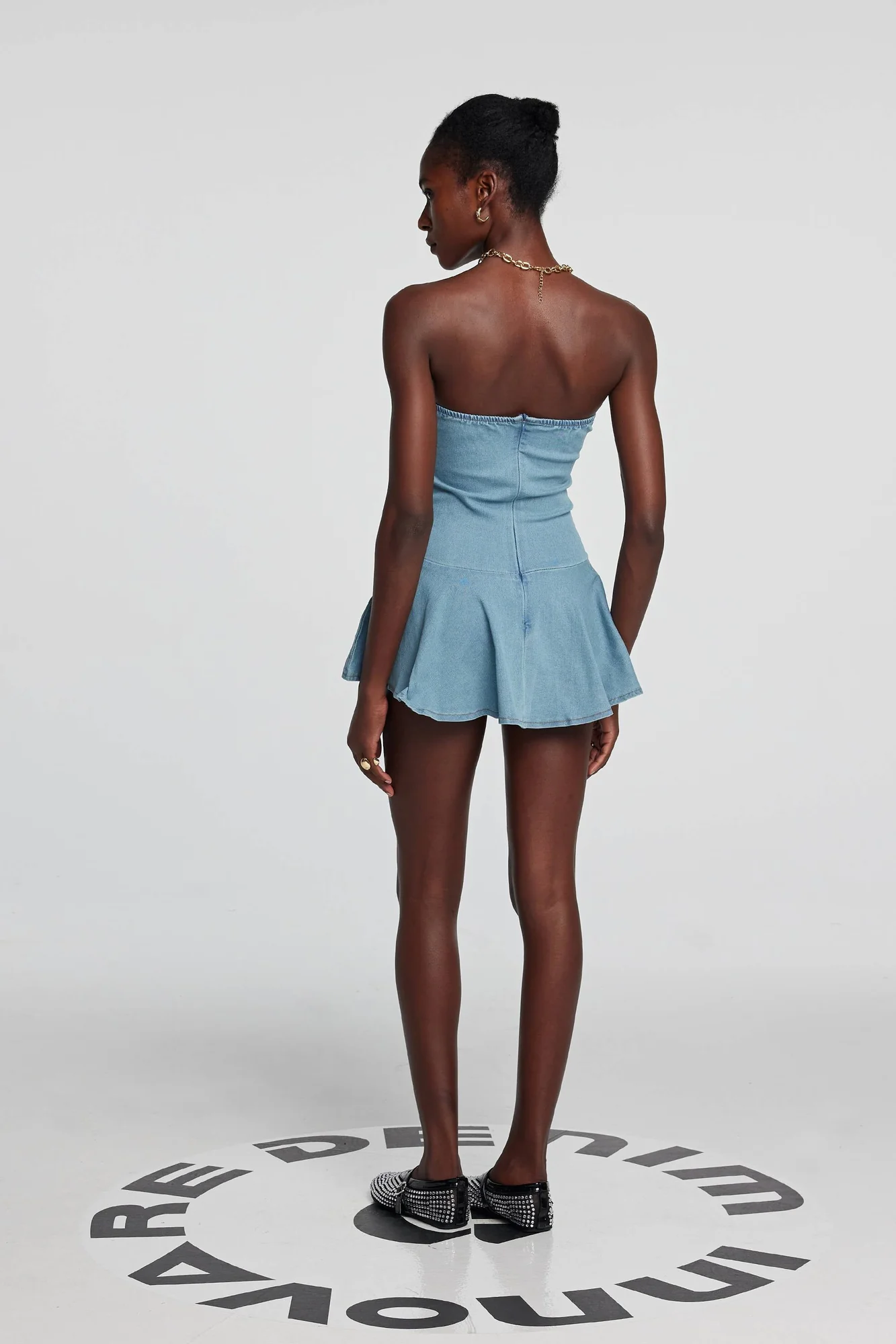 Light Blue Strapless Bodycon Denim Dress - Feminine Chic Style