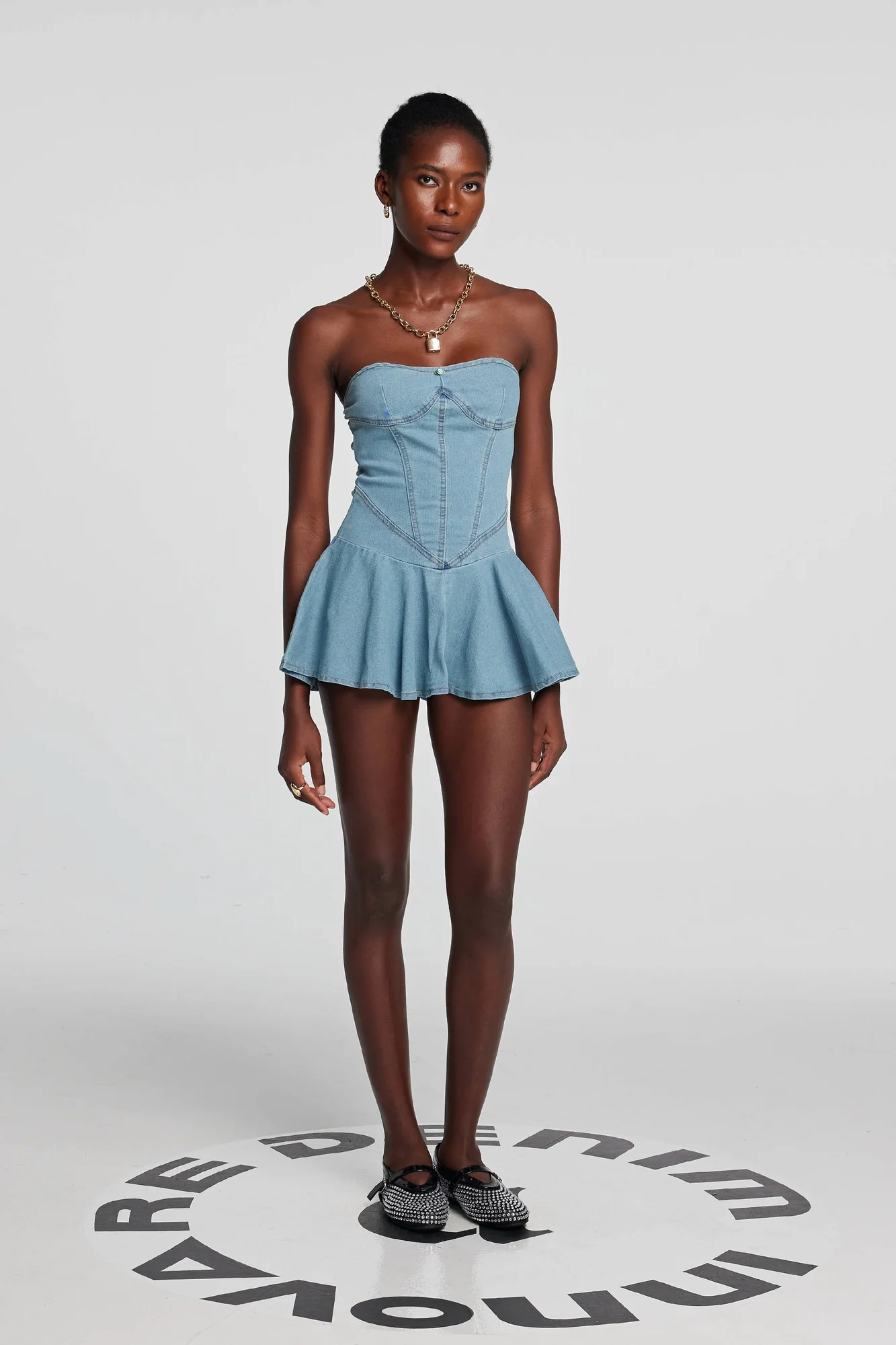 Light Blue Strapless Bodycon Denim Dress - Feminine Chic Style