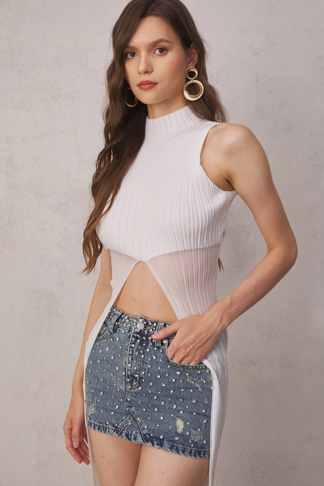 White Knit See-Through Top - Breathable & Sophisticated Style