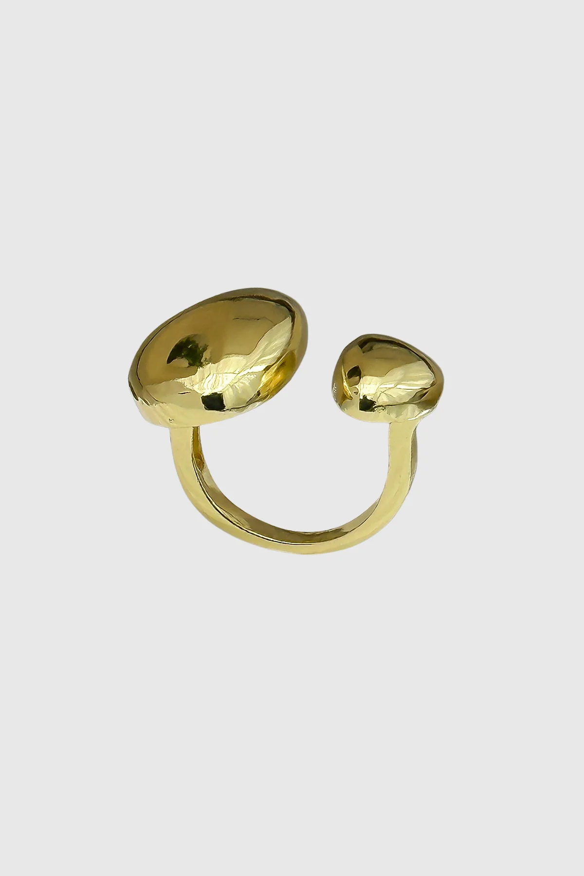 Gold Asymmetric Drop Ring - Elegant Glossy Statement Piece