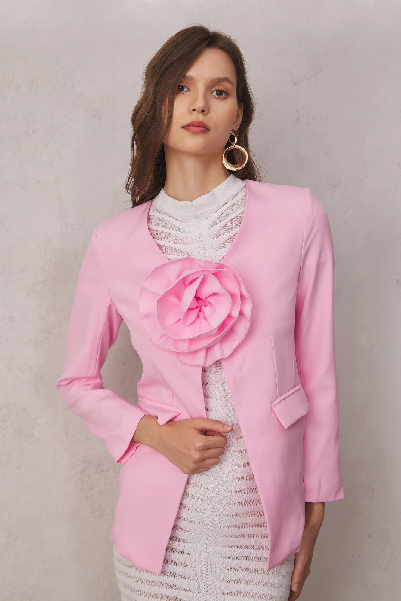 Floral Split Blazer - Elegant Statement Piece