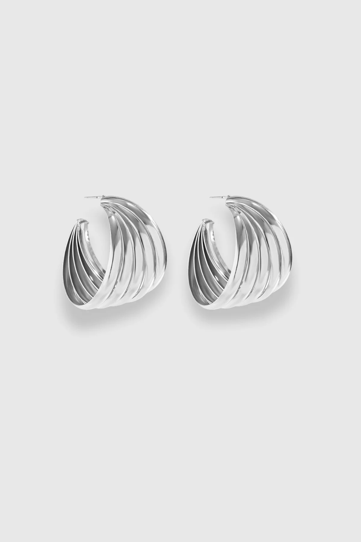 Silver Metallic Shell Earrings Modern Design