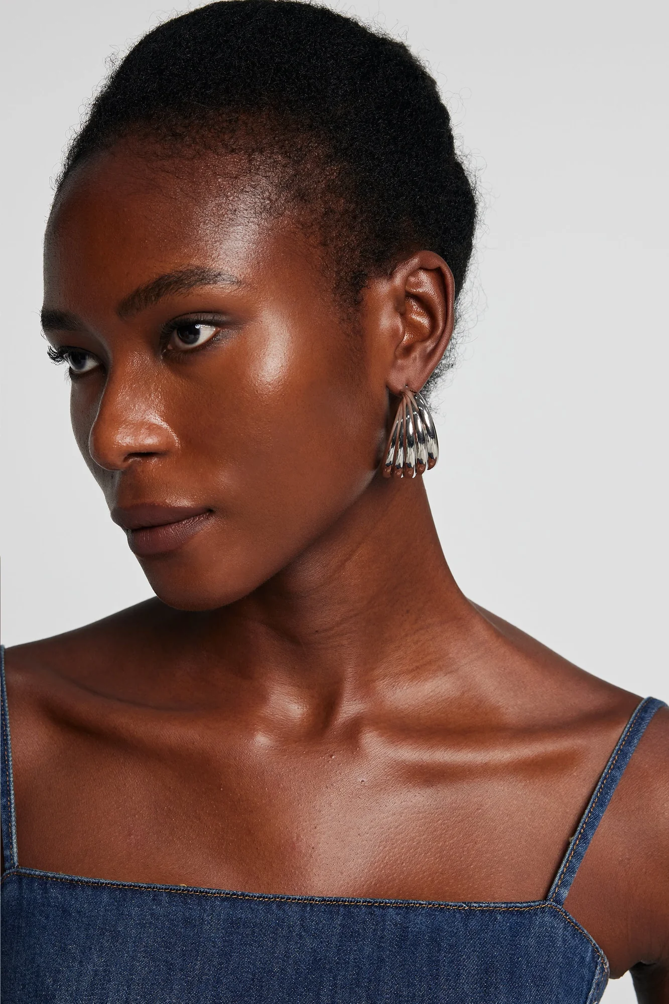 Silver Metallic Shell Earrings Modern Design