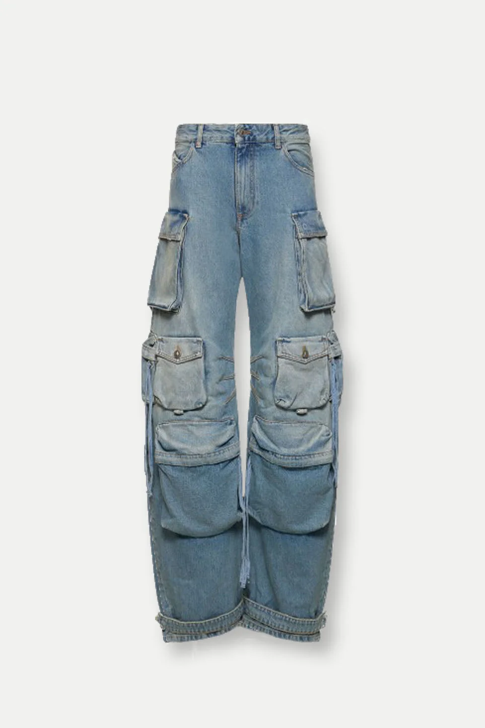 Blue Wide Cargo Jeans for Women