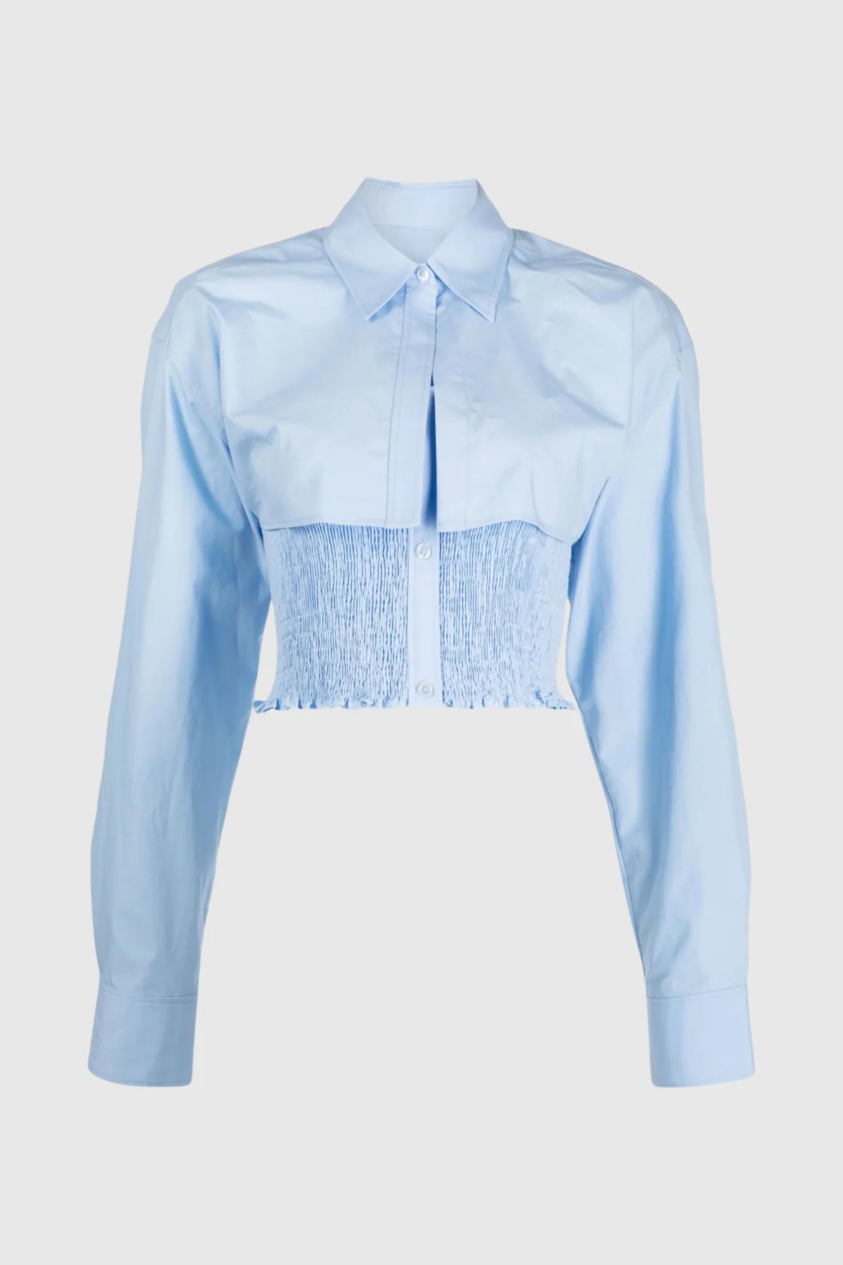 Blue Short Top with Faux Two-Piece Design