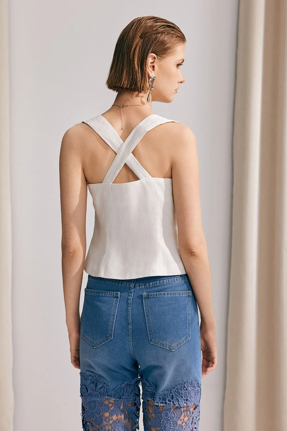 White Sleeveless Bodycon Top for Women