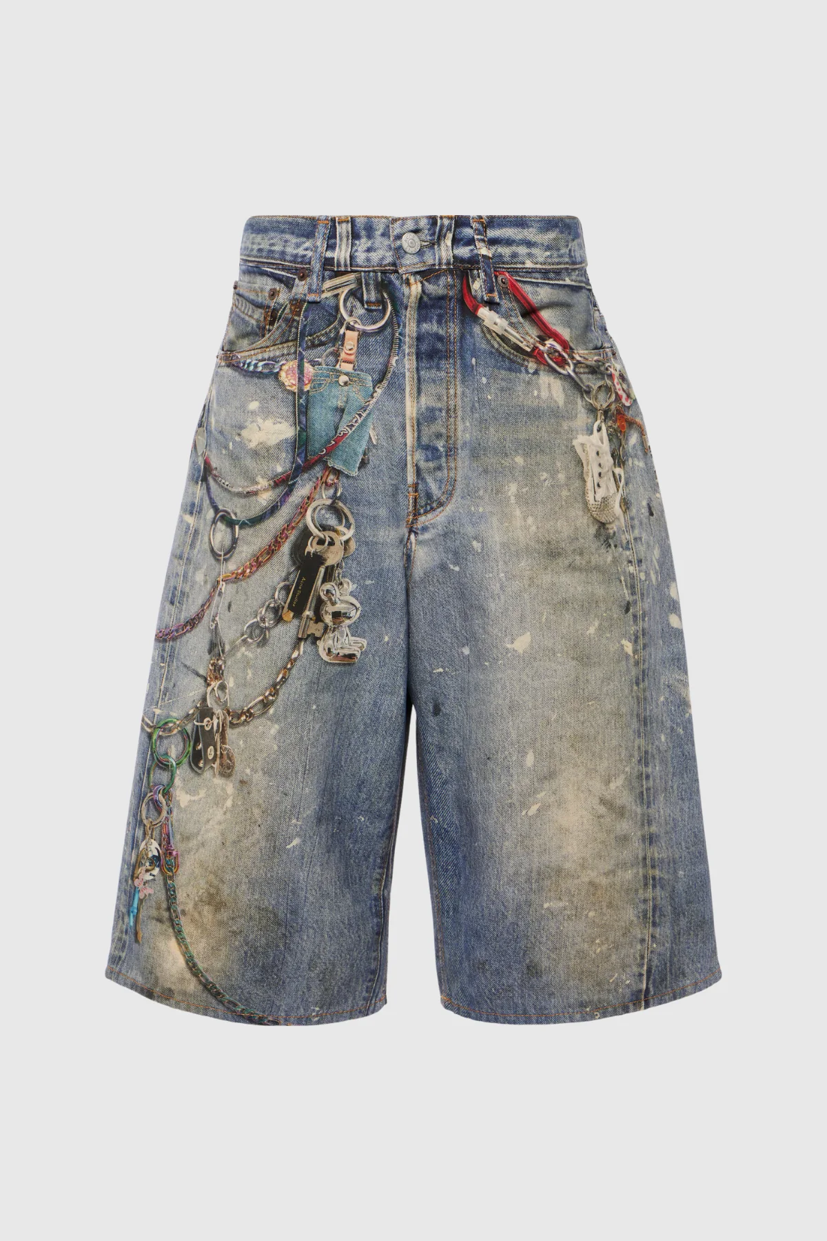 Blue Bird Print Midi Jeans