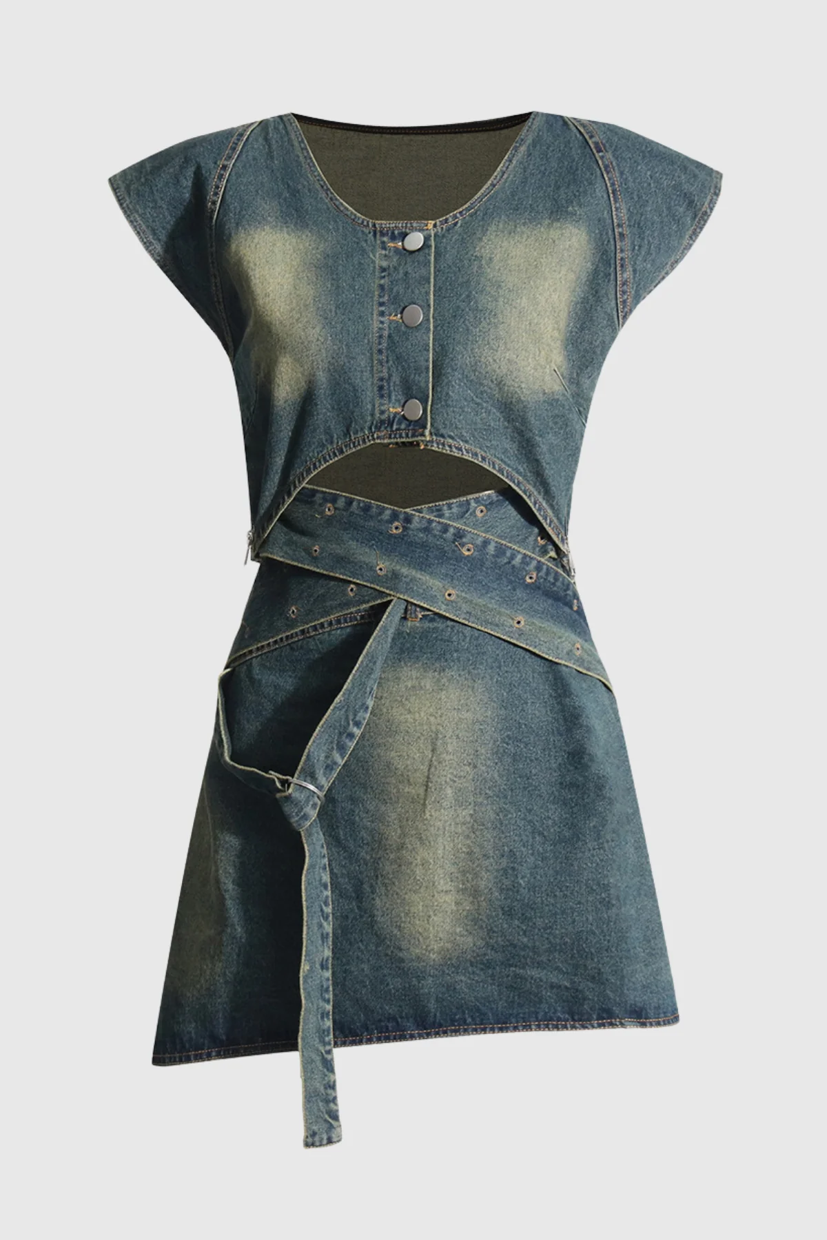 Stylish Denim Cross Set with Jaliyah - Blue