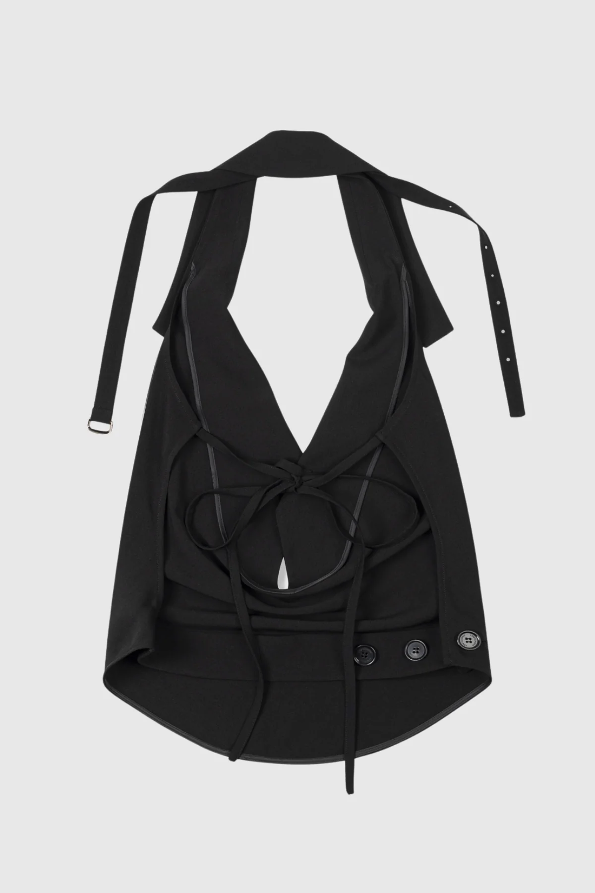 Black Lace-Up Backless Top: Angelica Design