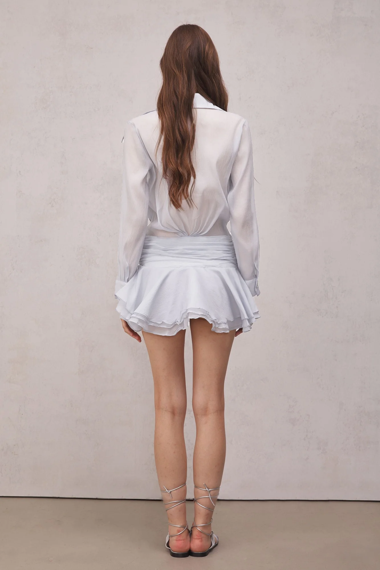 White Ruched Ruffle Mini Dress - Stylish & Comfortable