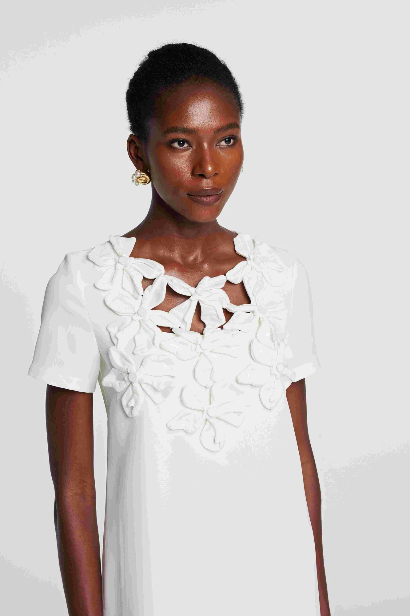 Floral Short Sleeve Mini Dress White