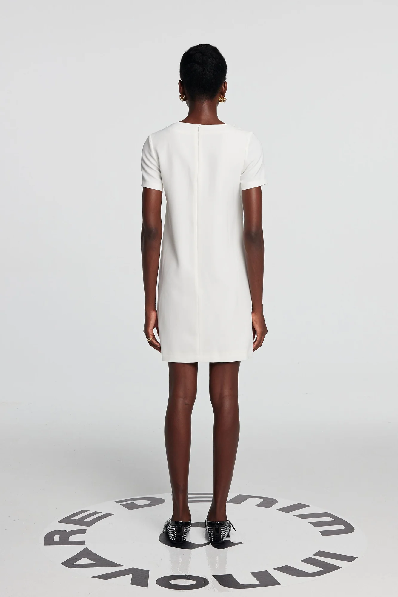 Floral Short Sleeve Mini Dress White