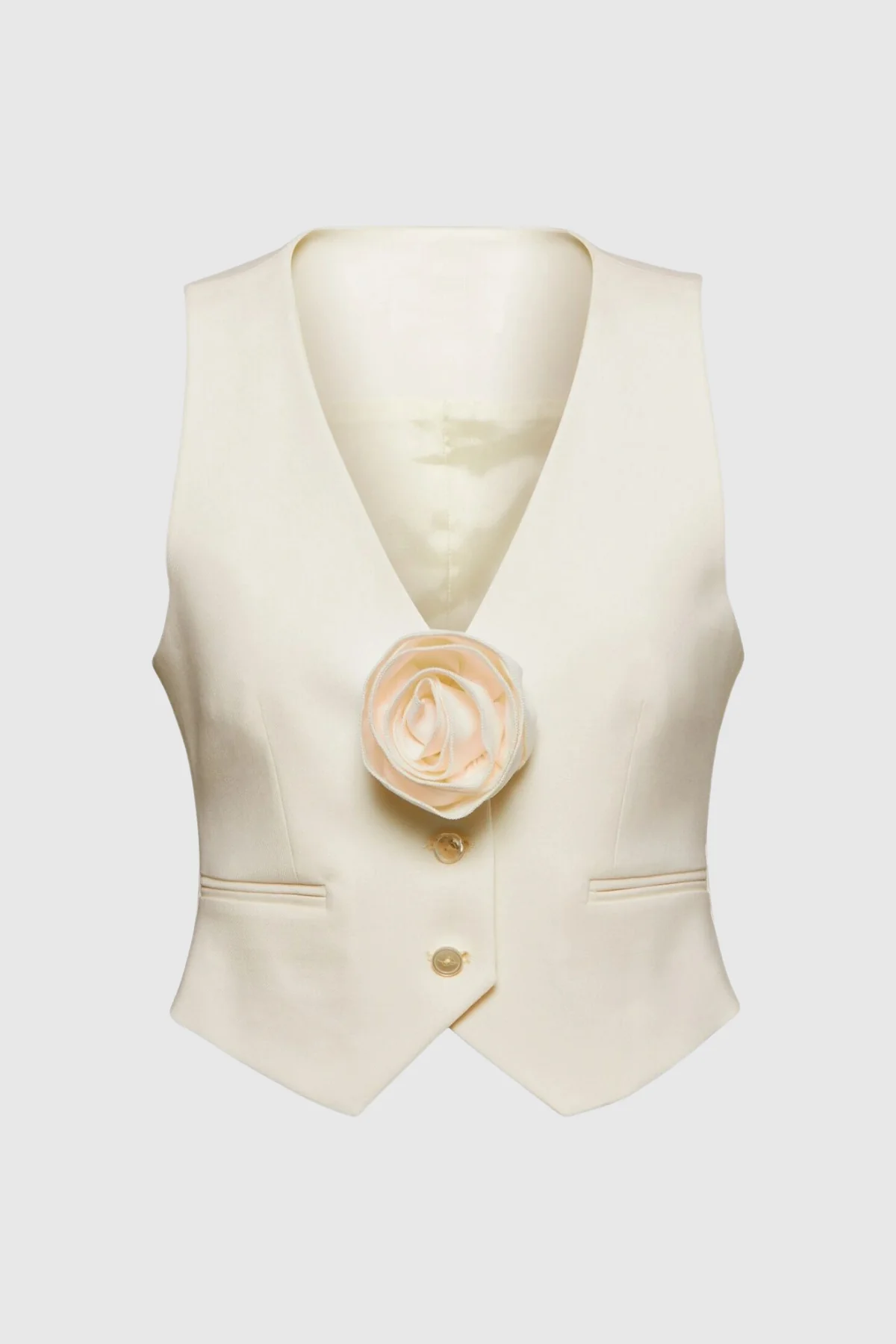 White Flower Plunge Top for Women