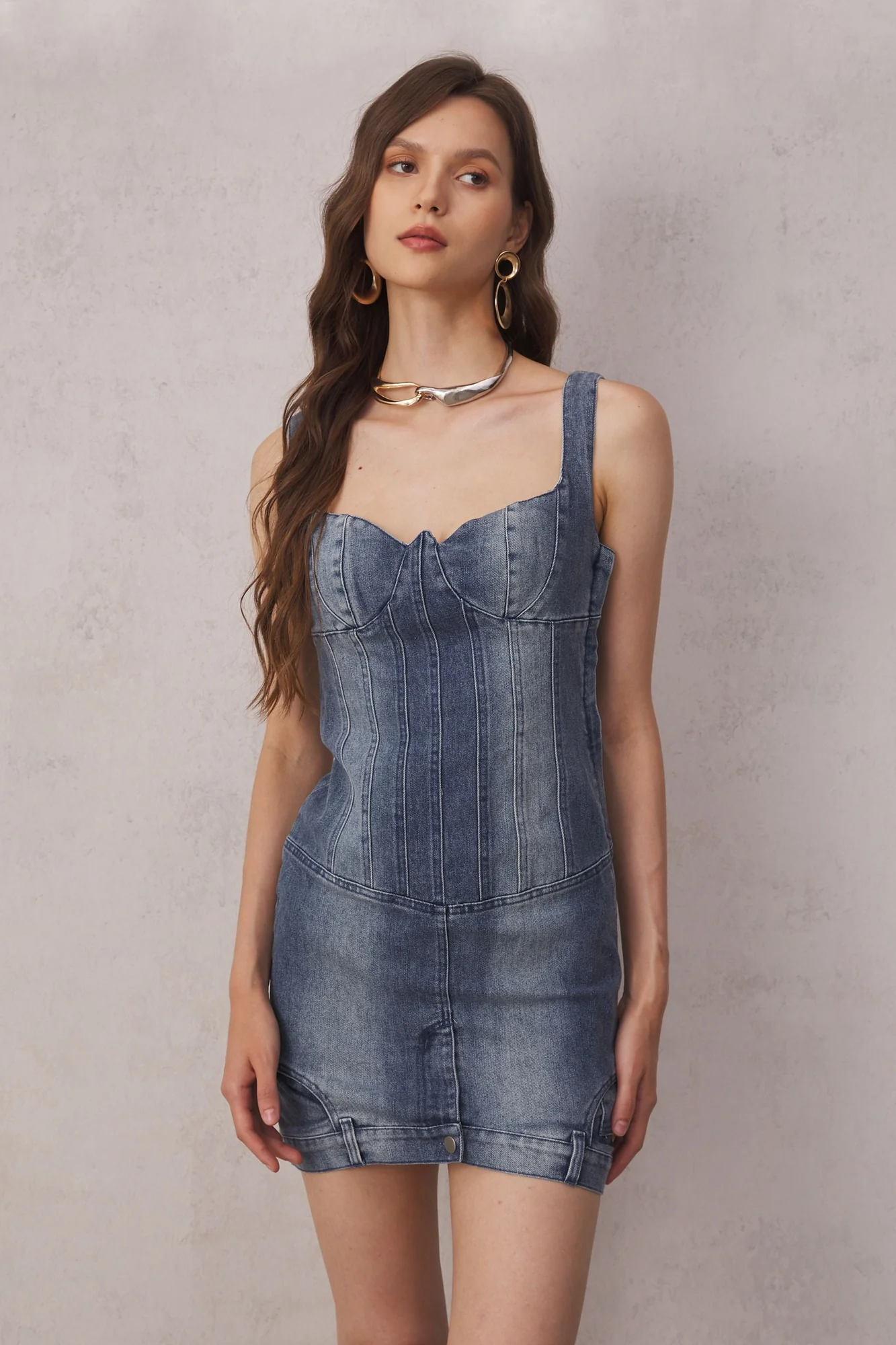 Blue Deconstruct Bustier Mini Dress