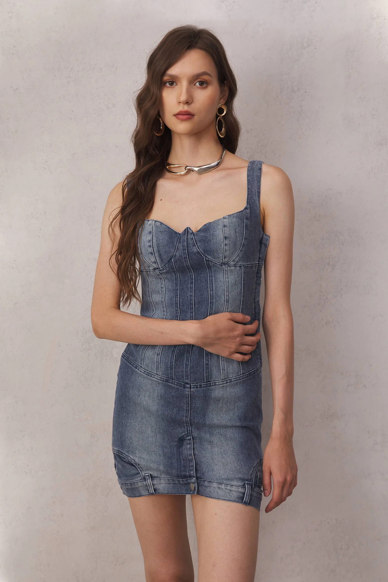 Blue Deconstruct Bustier Mini Dress