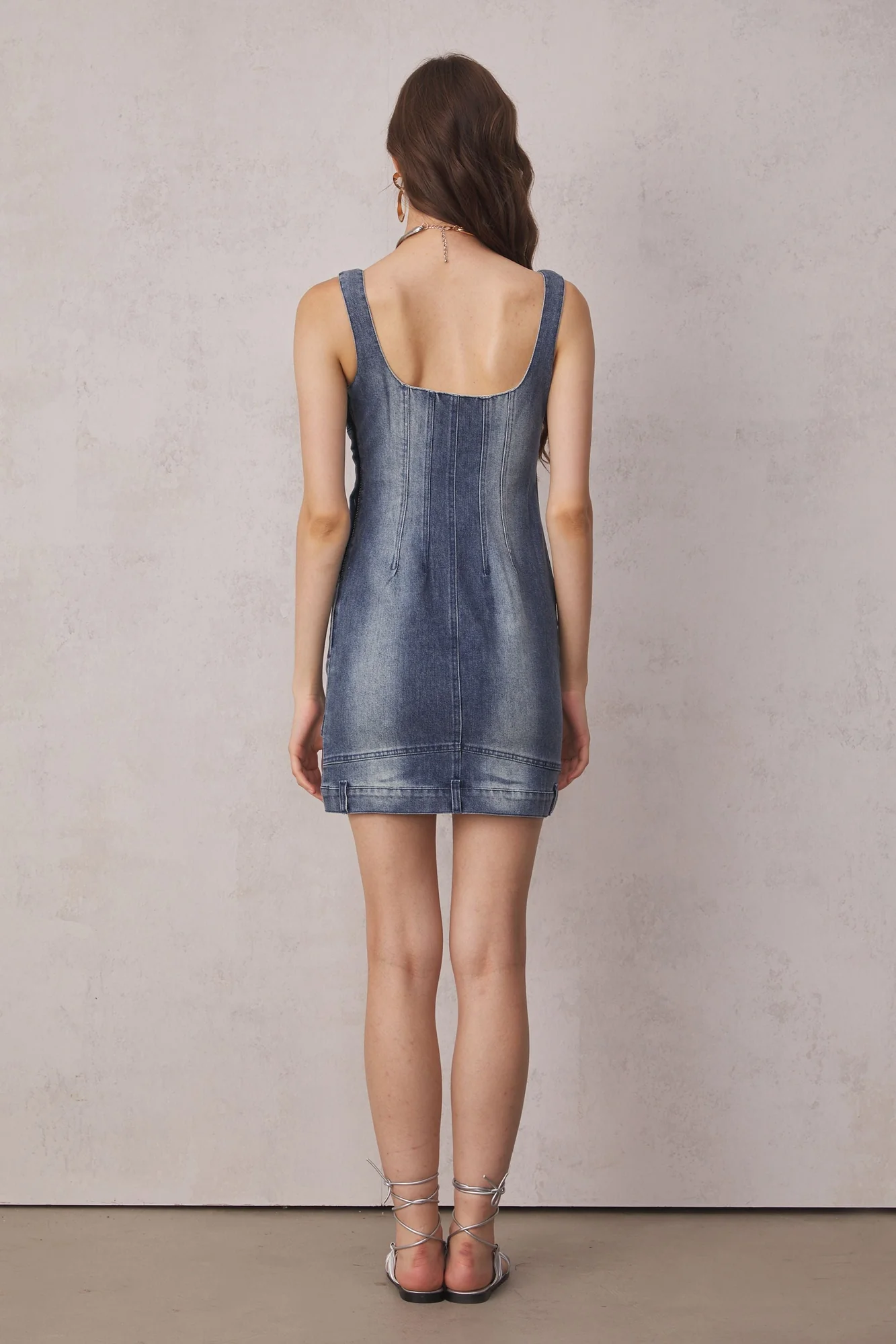 Blue Deconstruct Bustier Mini Dress