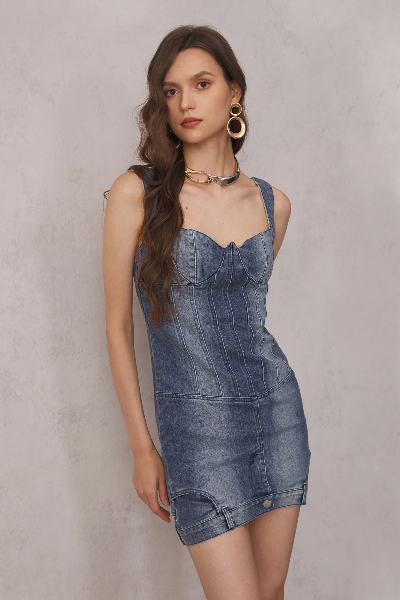 Blue Deconstruct Bustier Mini Dress