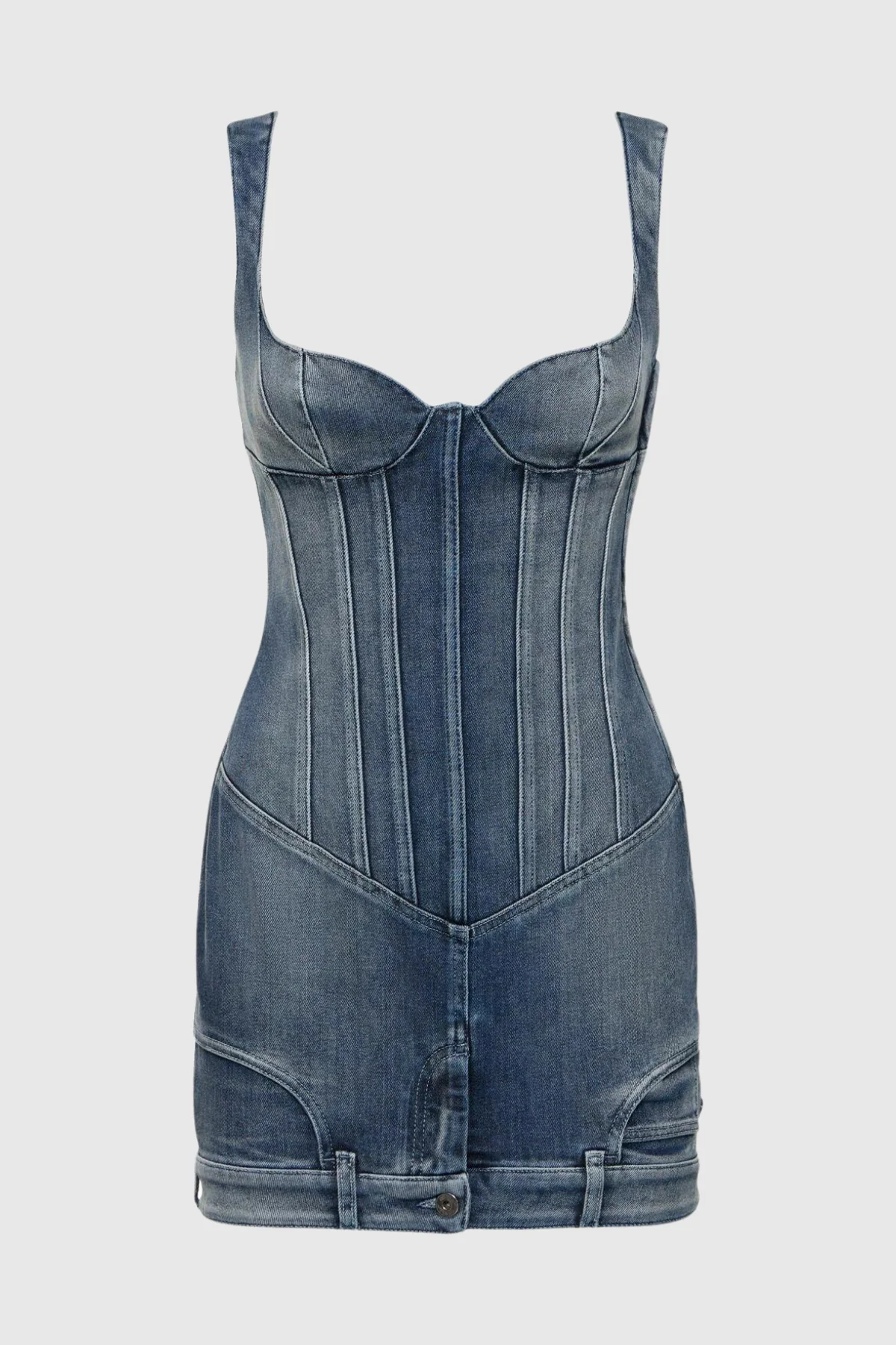 Blue Deconstruct Bustier Mini Dress