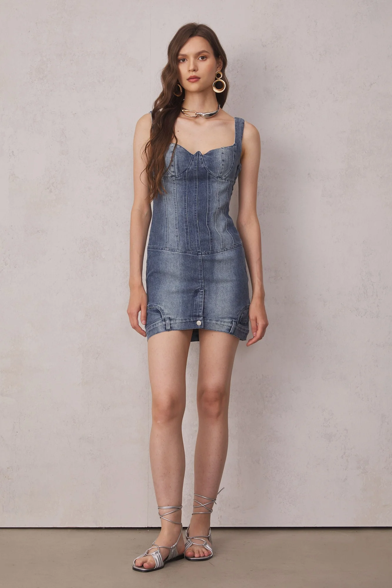 Blue Deconstruct Bustier Mini Dress