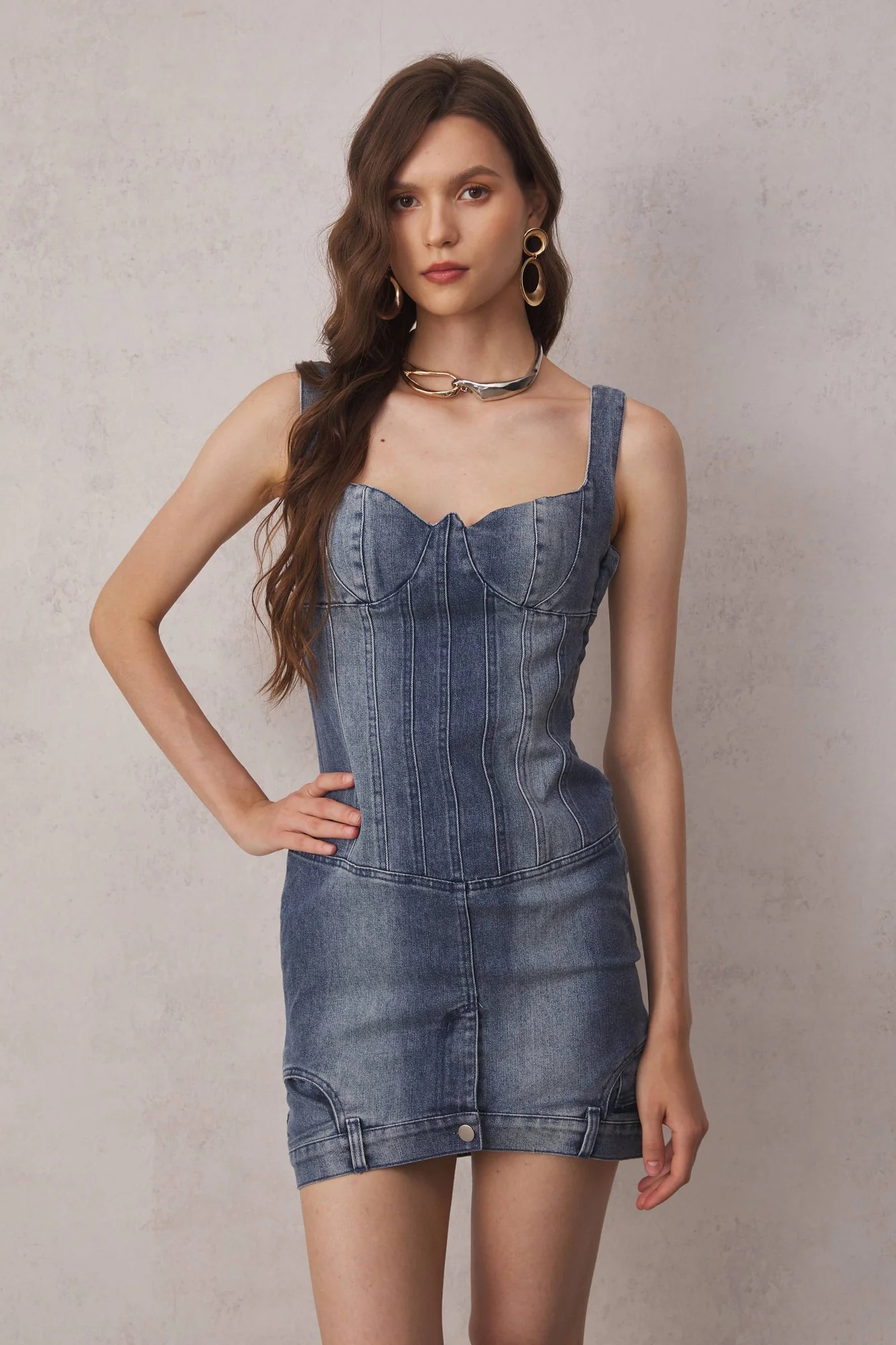 Blue Deconstruct Bustier Mini Dress