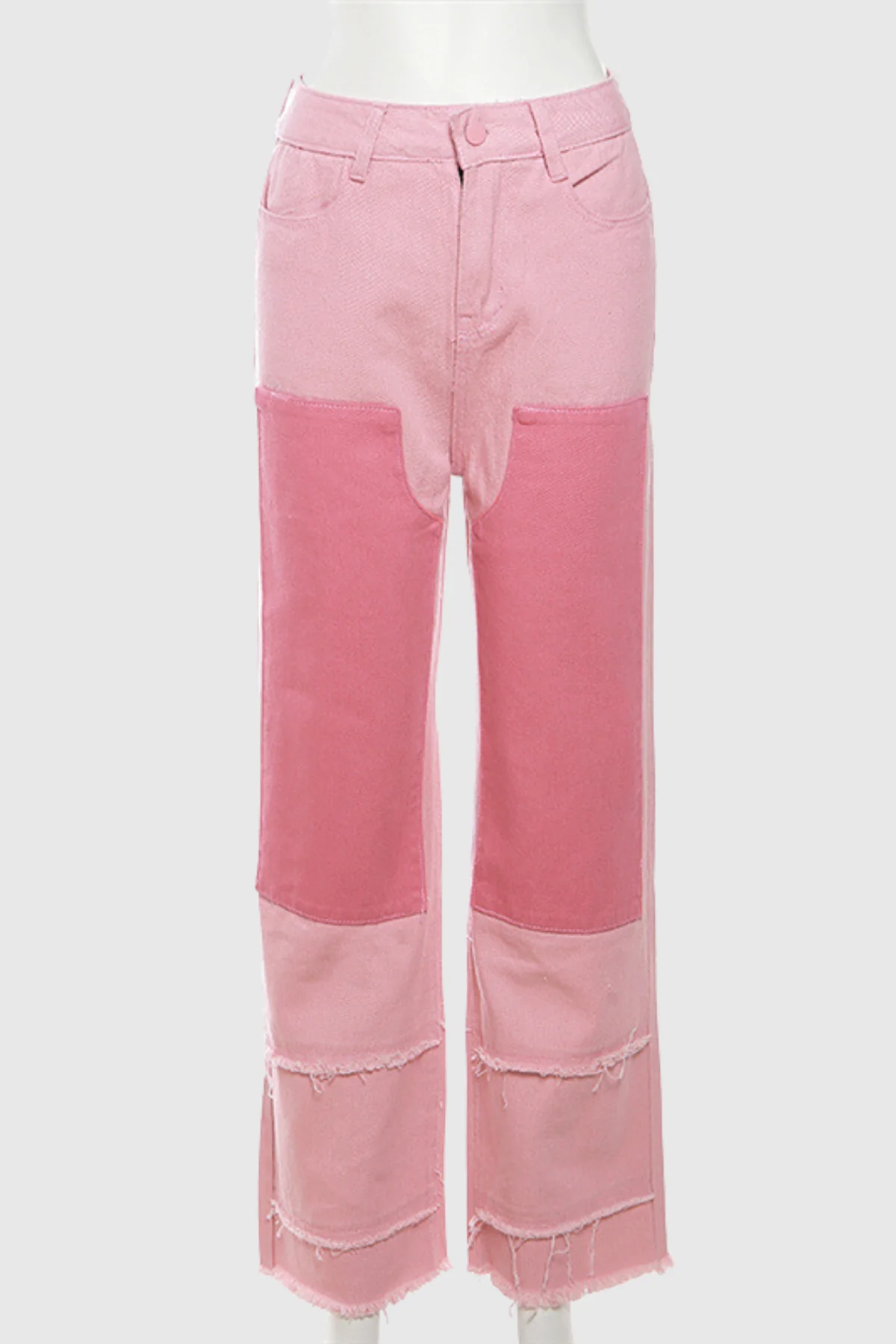 Stylish Pink Patchwork Denim Jeans for Women