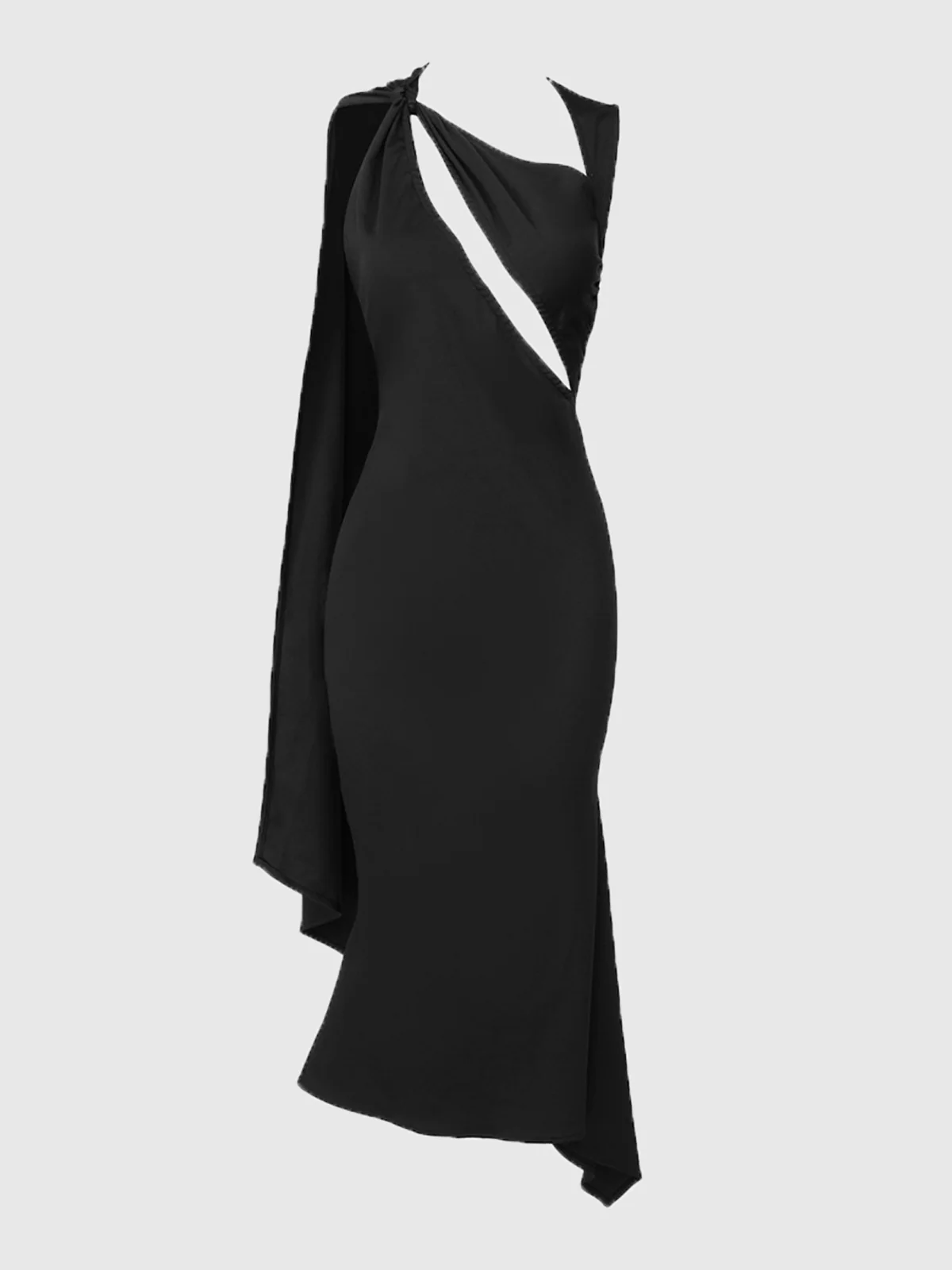 Elegant Ruffle Hollow Backless Midi Dress