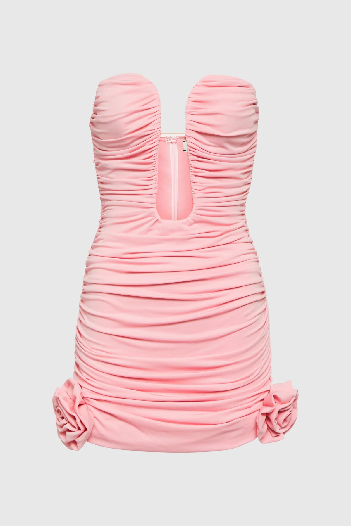 Pink Floral Hollow Mini Dress