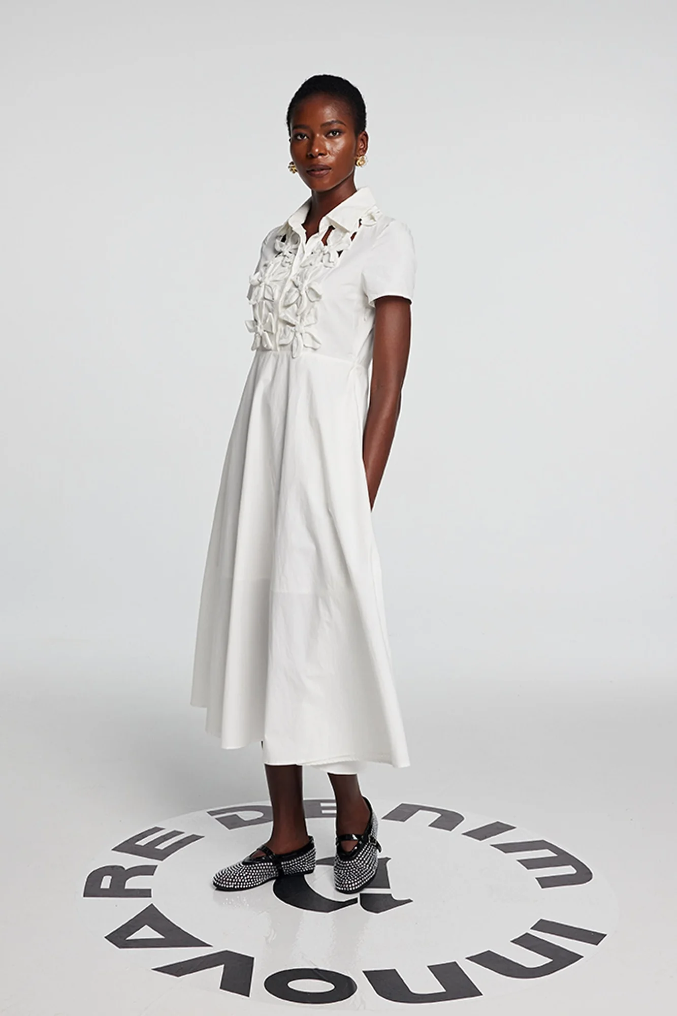 White Floral Short Sleeve Maxi Dress