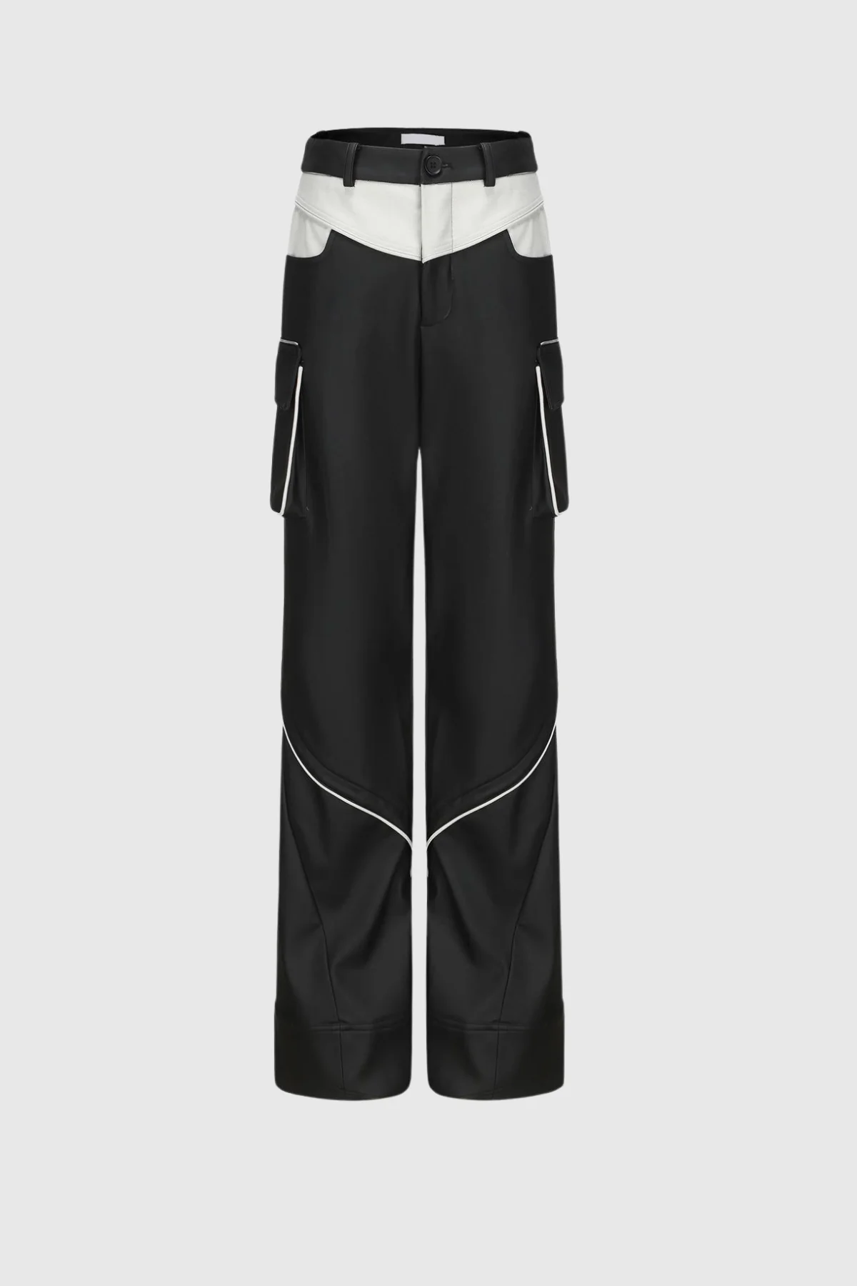 Patchwork Leather Pants Black Luxury Style