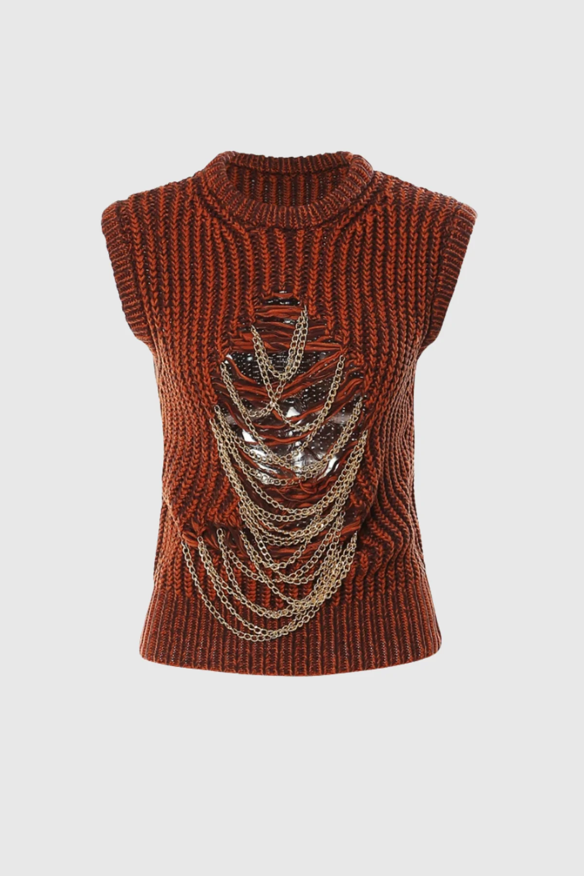 Chain Embellished Xiomara Top in Brown - Stylish & Glamorous