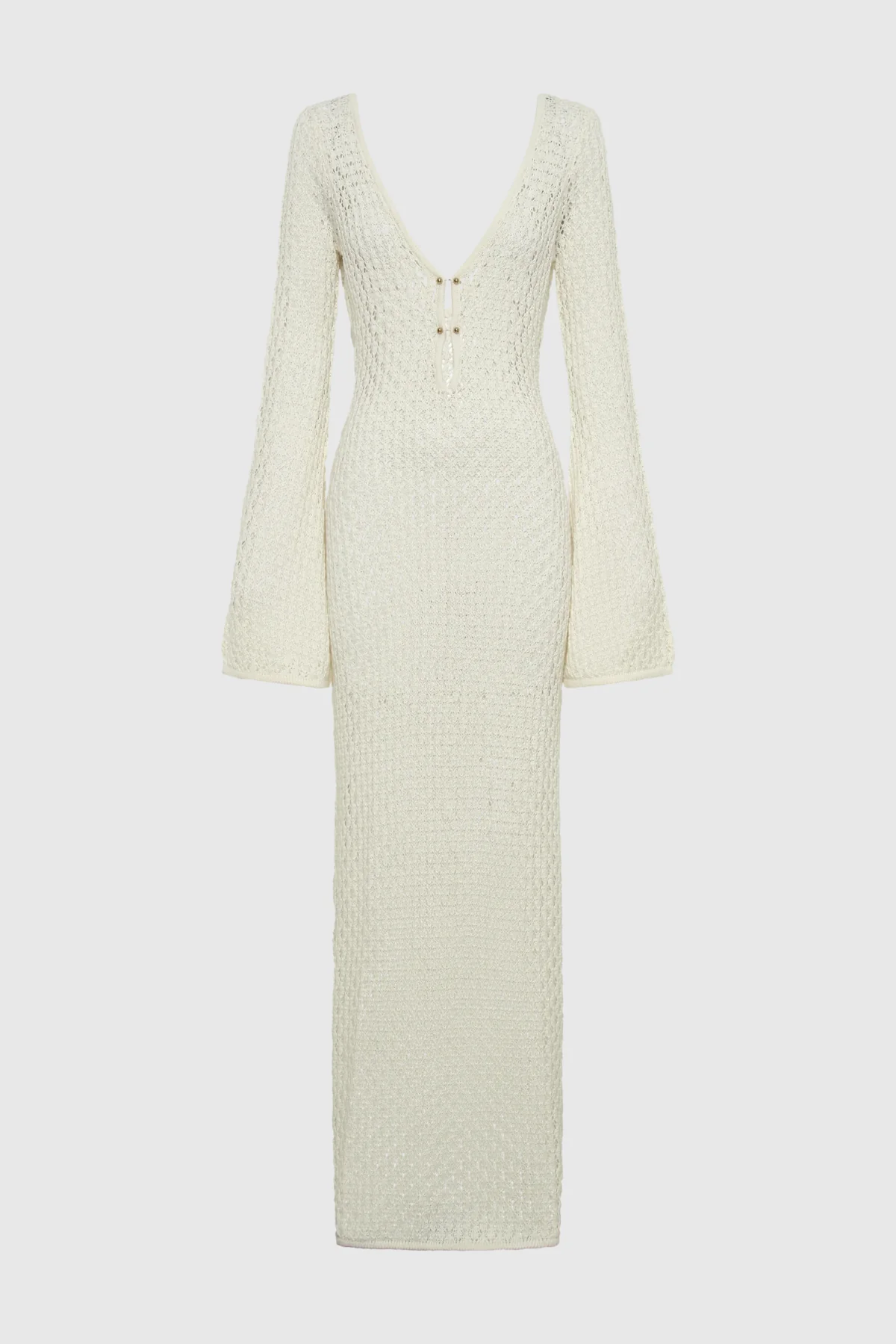 White Knit Plunge Maxi Dress for Stylish Comfort