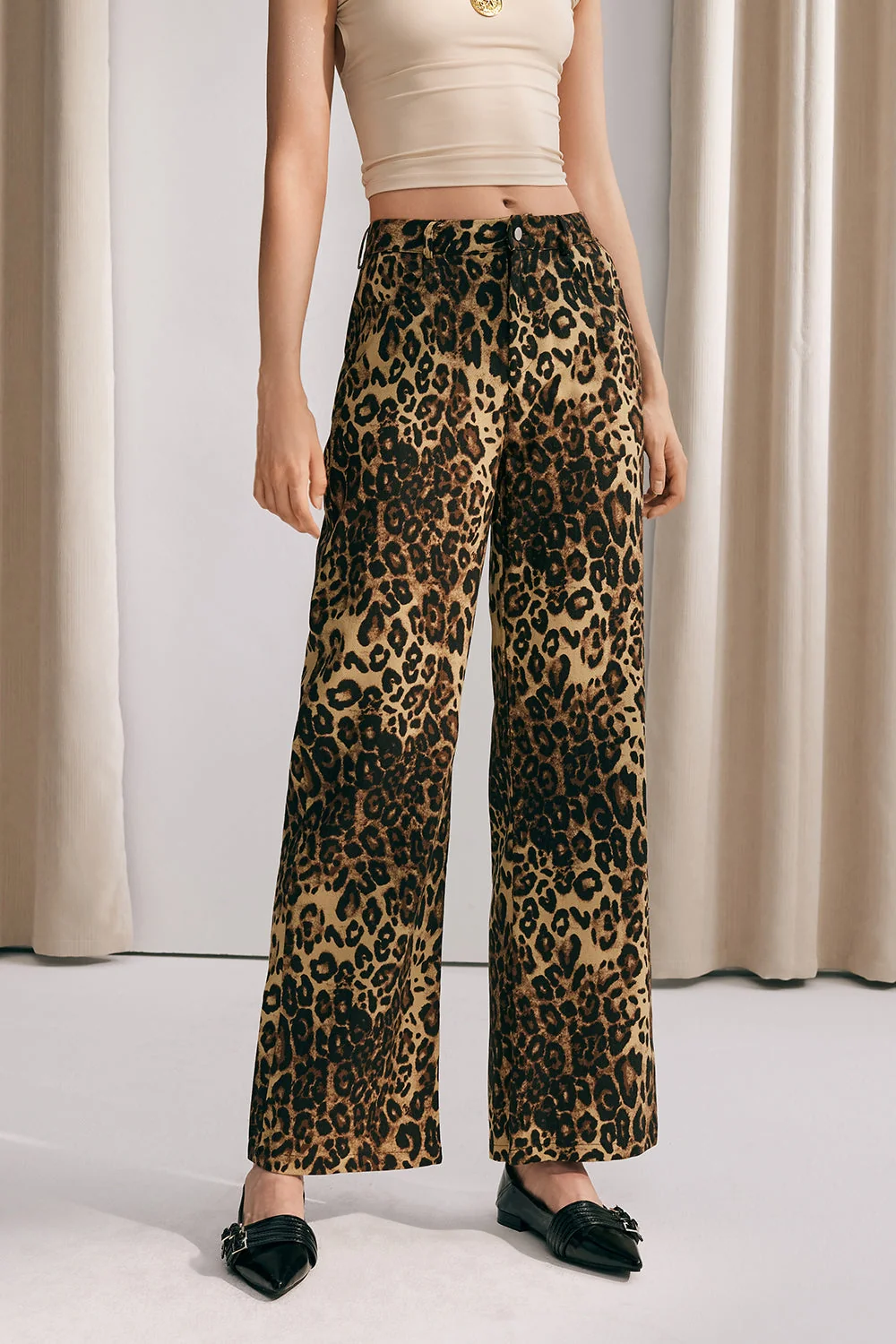 Leopard Print Low Rise Fashion Pants