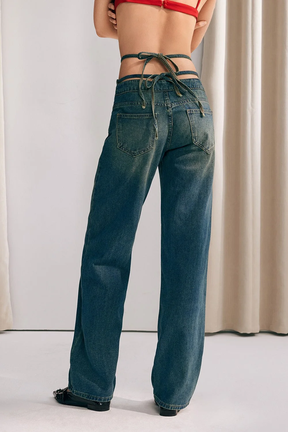 Urban Edge Lace-Up Denim Jeans